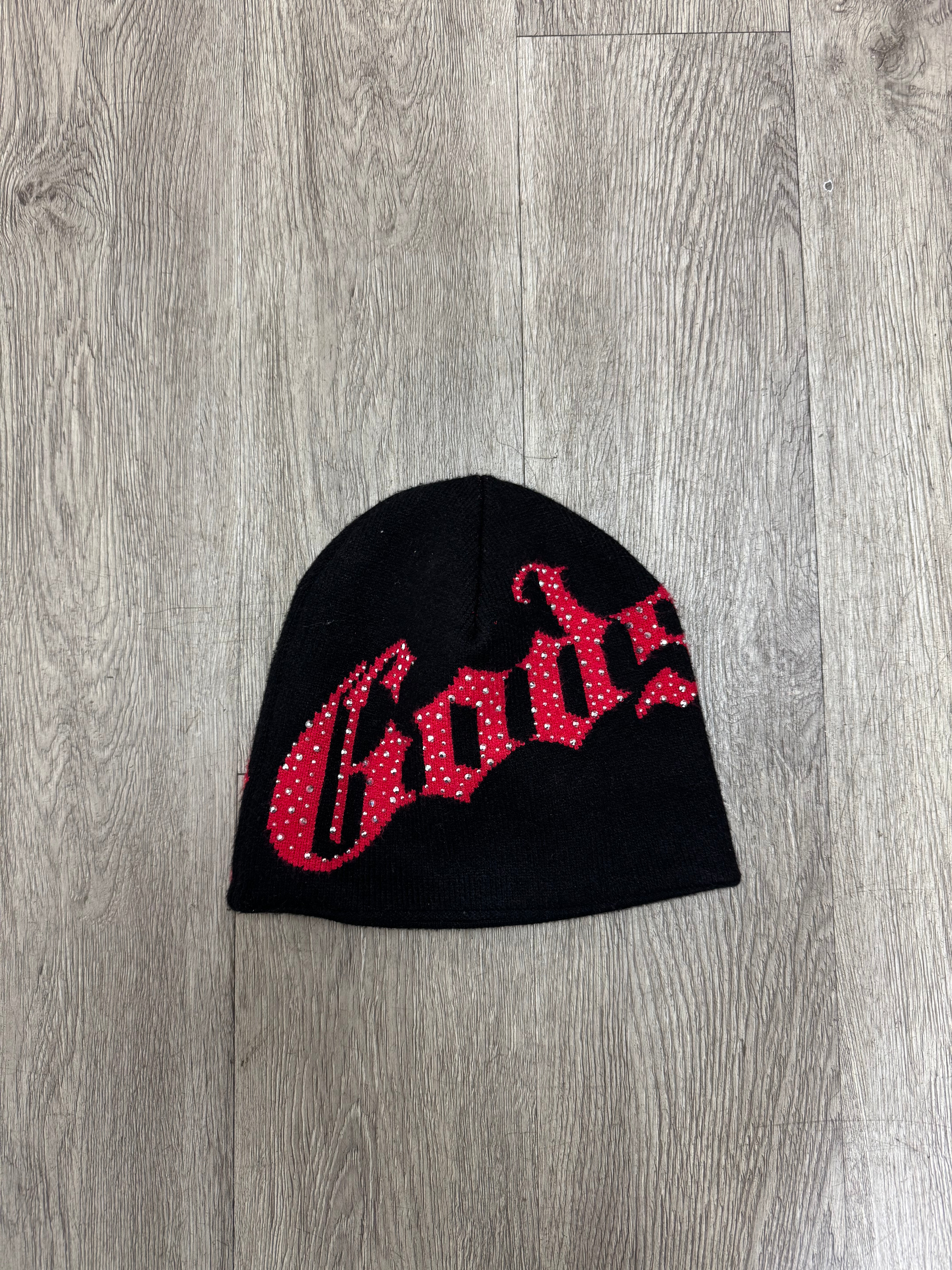 Godspeed Black Red Rhinestone Beanie