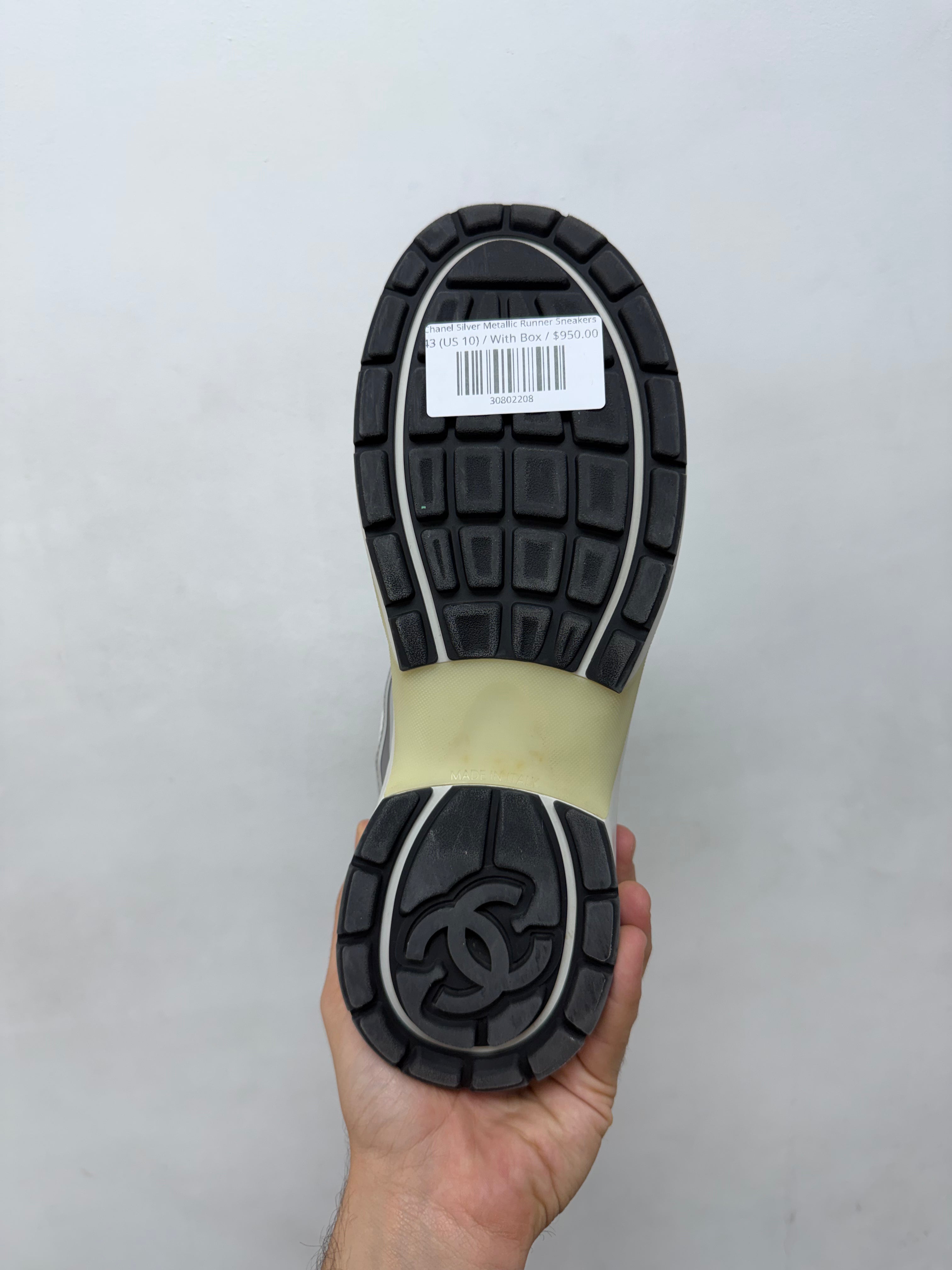 Chanel Silver Metallic Runner Sneakers