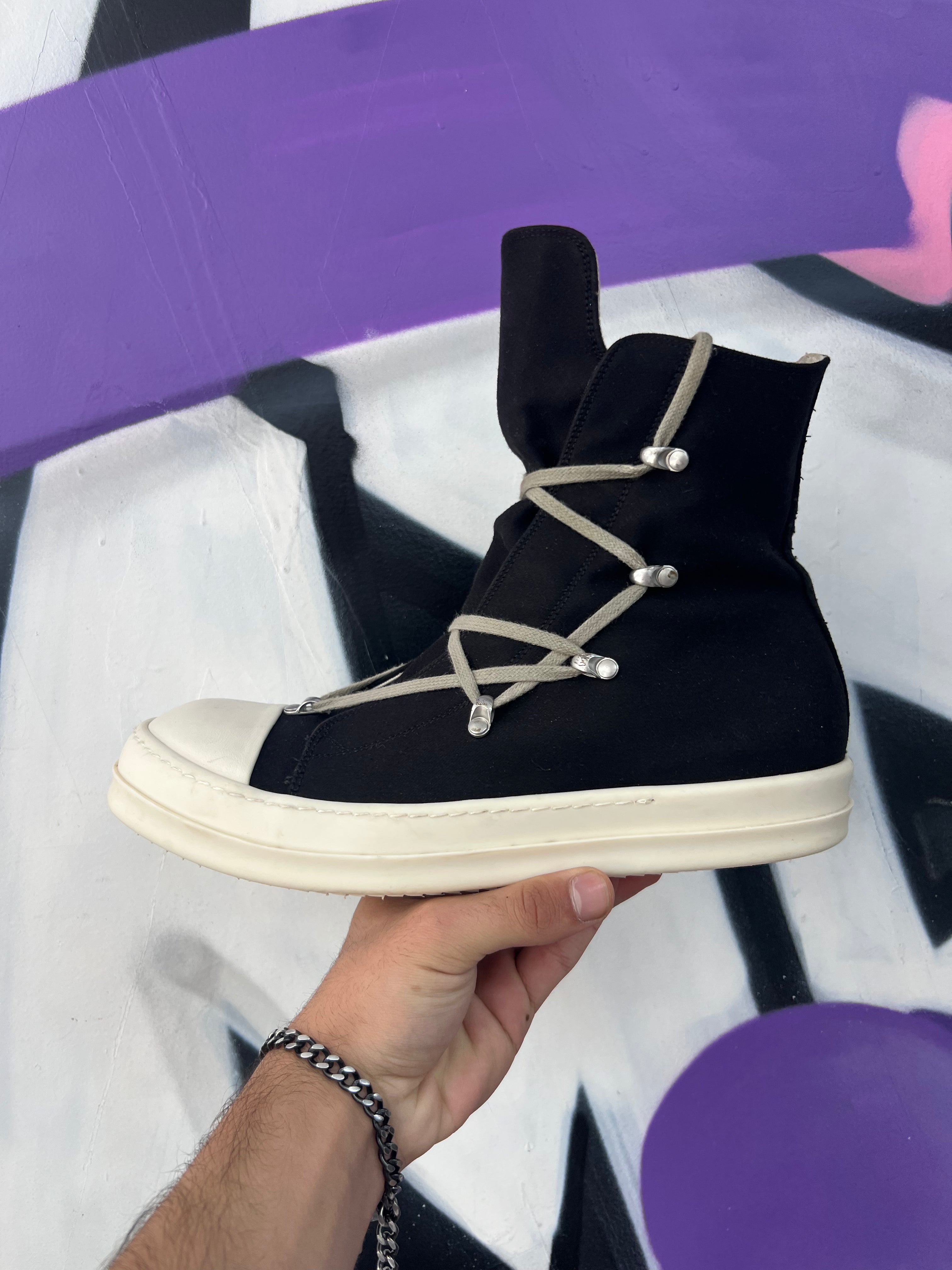 Rick Owens Black Hexa Lace Ramone High Sneakers
