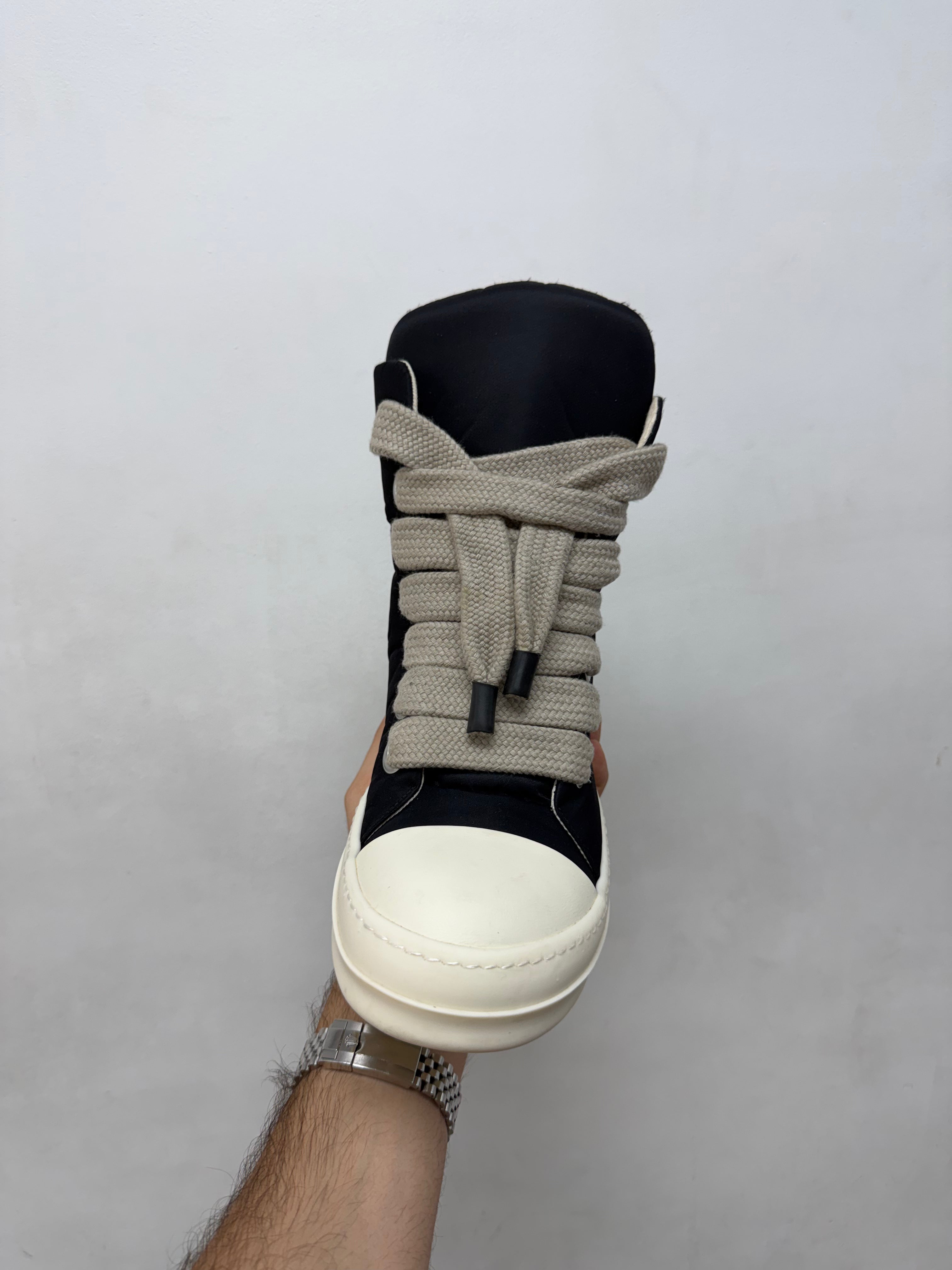 Rick Owens Black Padded Jumbo Lace Hi Sneakers