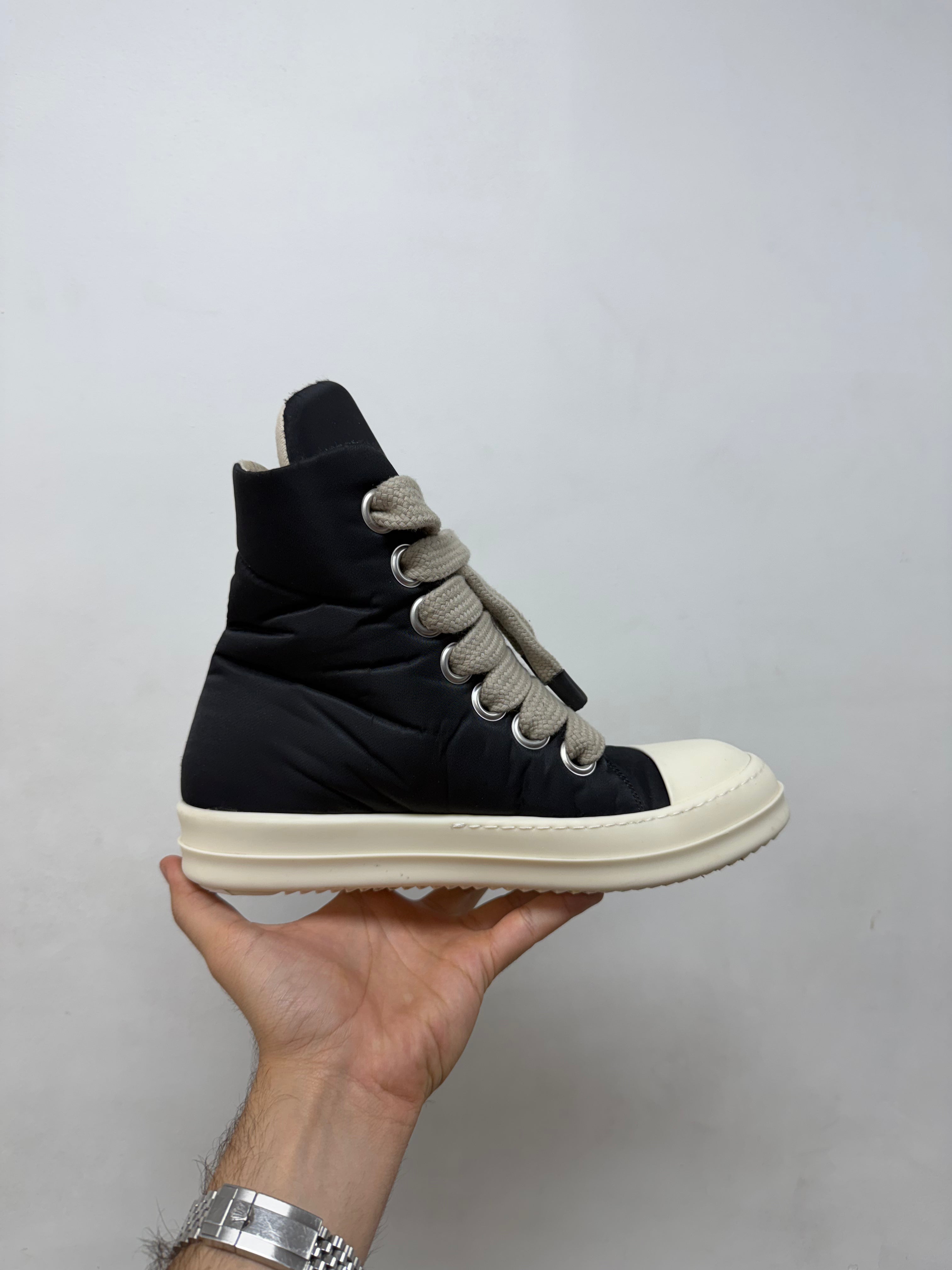 Rick Owens Black Padded Jumbo Lace Hi Sneakers