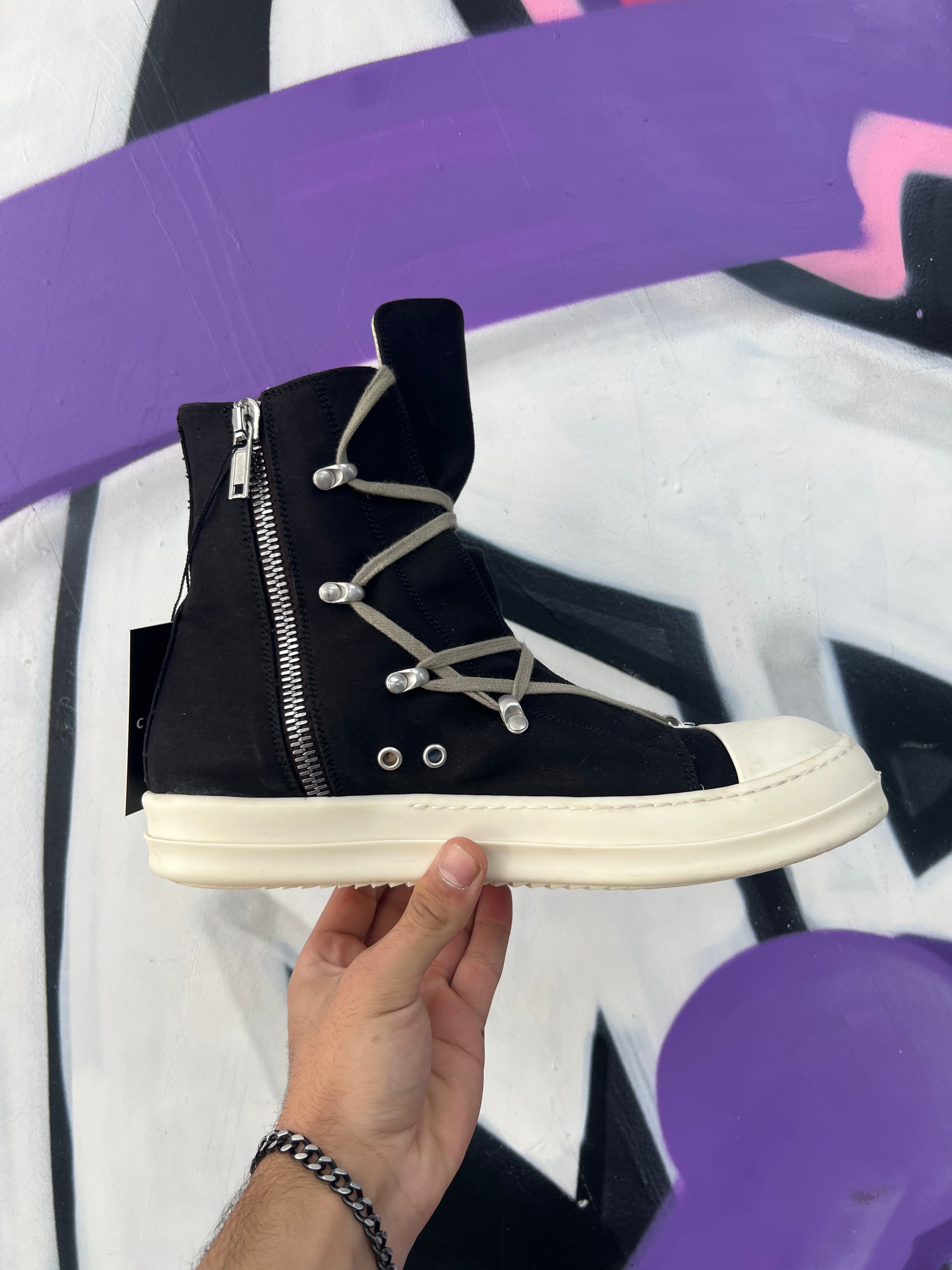 Rick Owens Black Hexa Lace Ramone High Sneakers