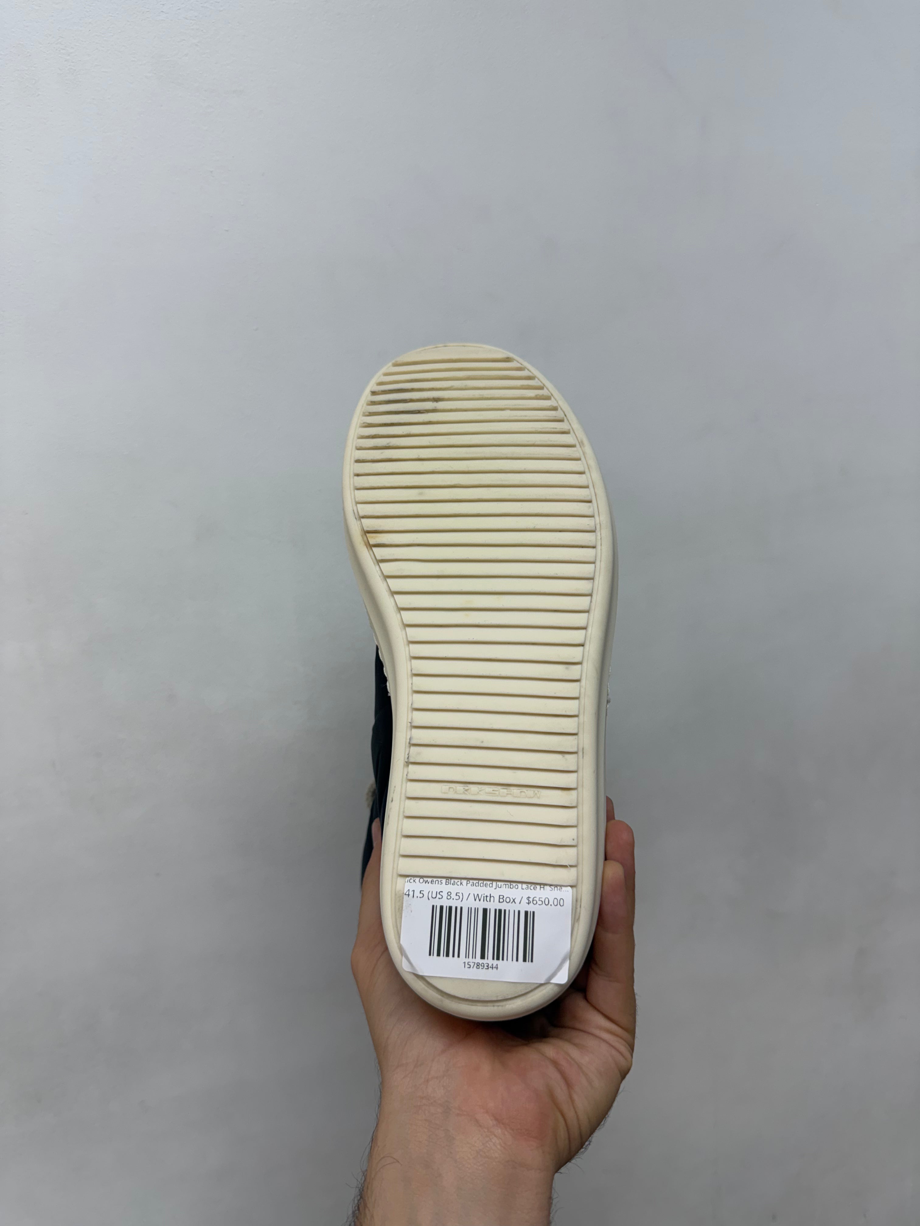 Rick Owens Black Padded Jumbo Lace Hi Sneakers