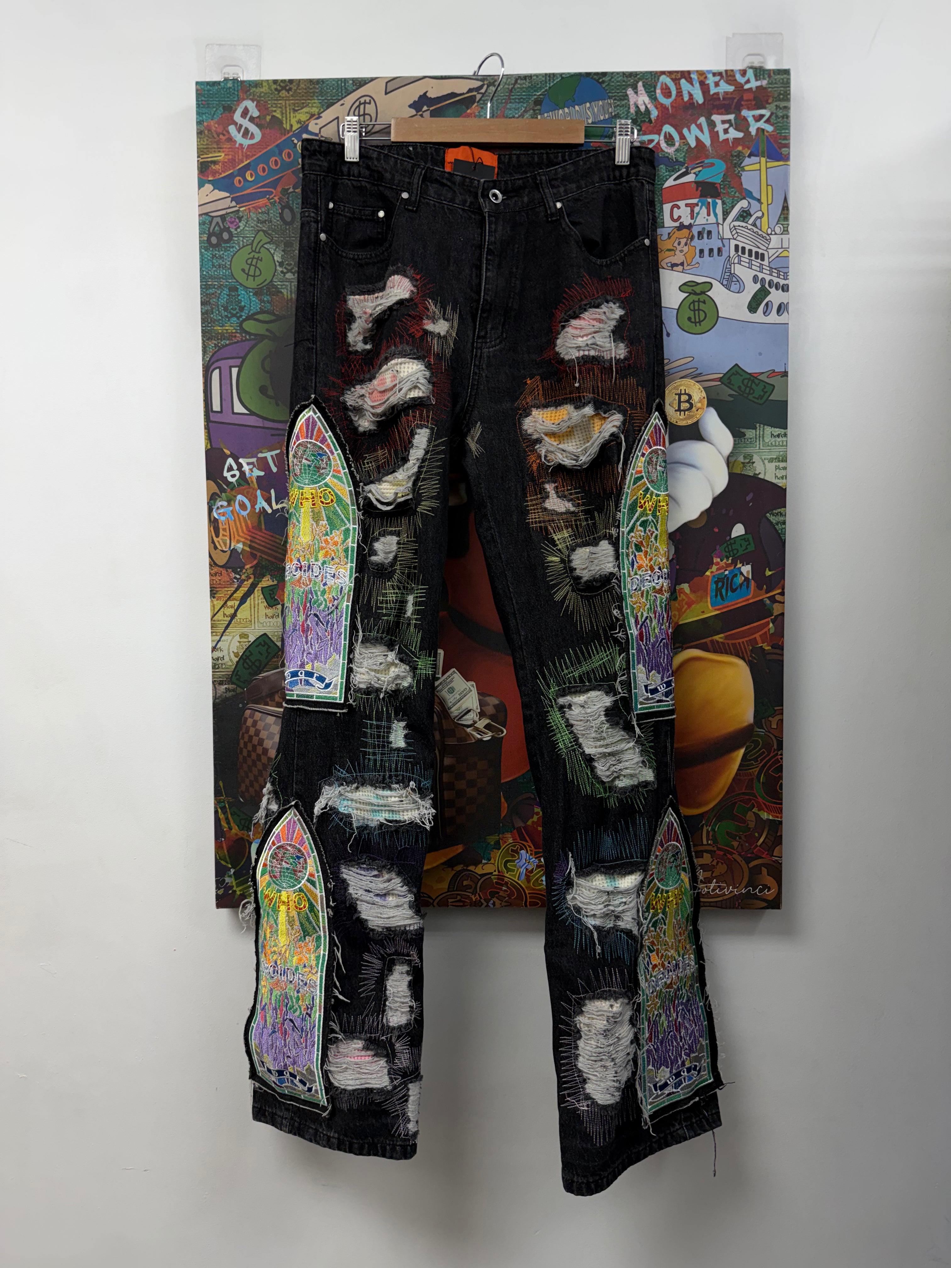 Who Decides War Black Wash Multi Stained Glass Jeans