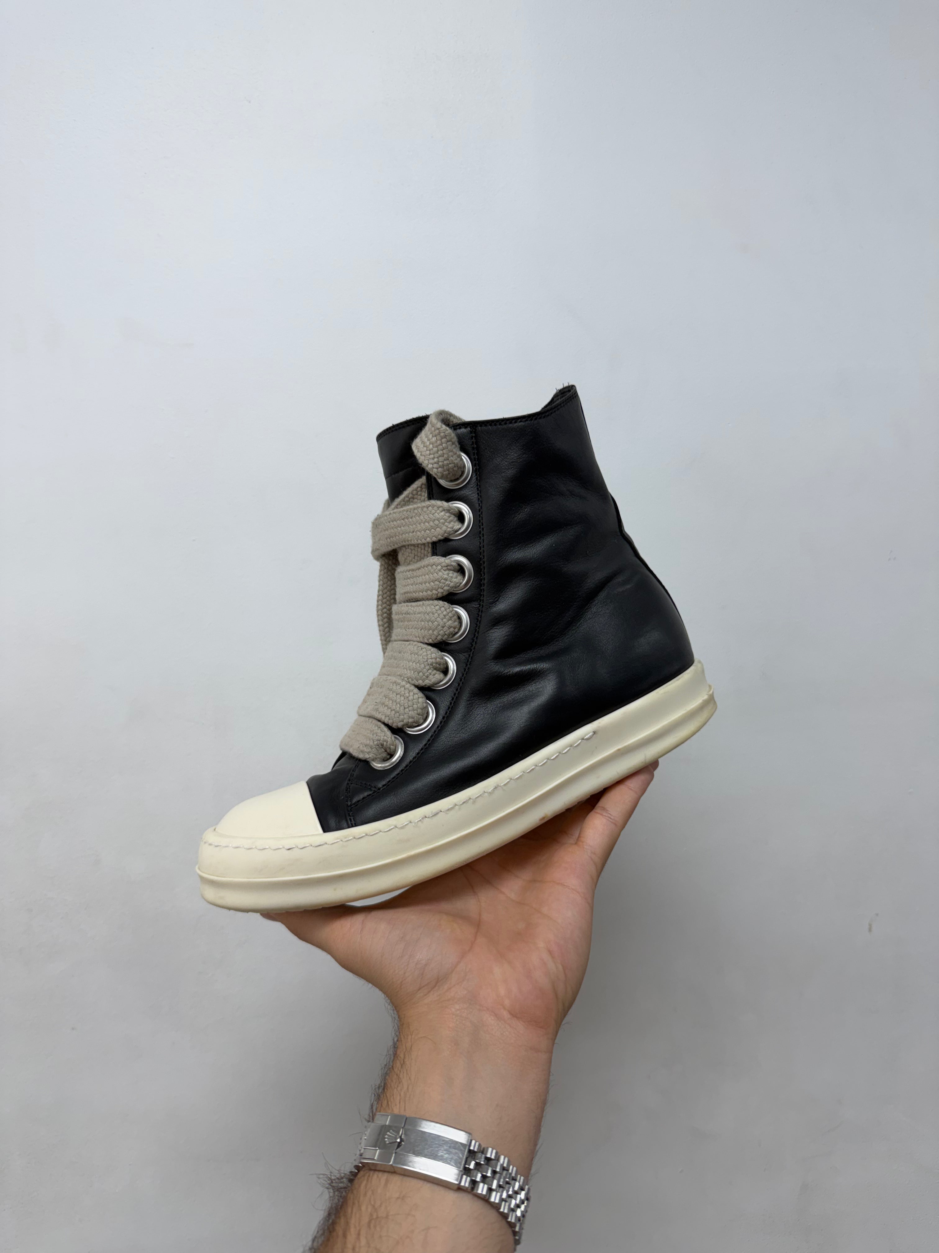Rick Owens Black Jumbo Lace Ramone High Sneakers (No Insoles)
