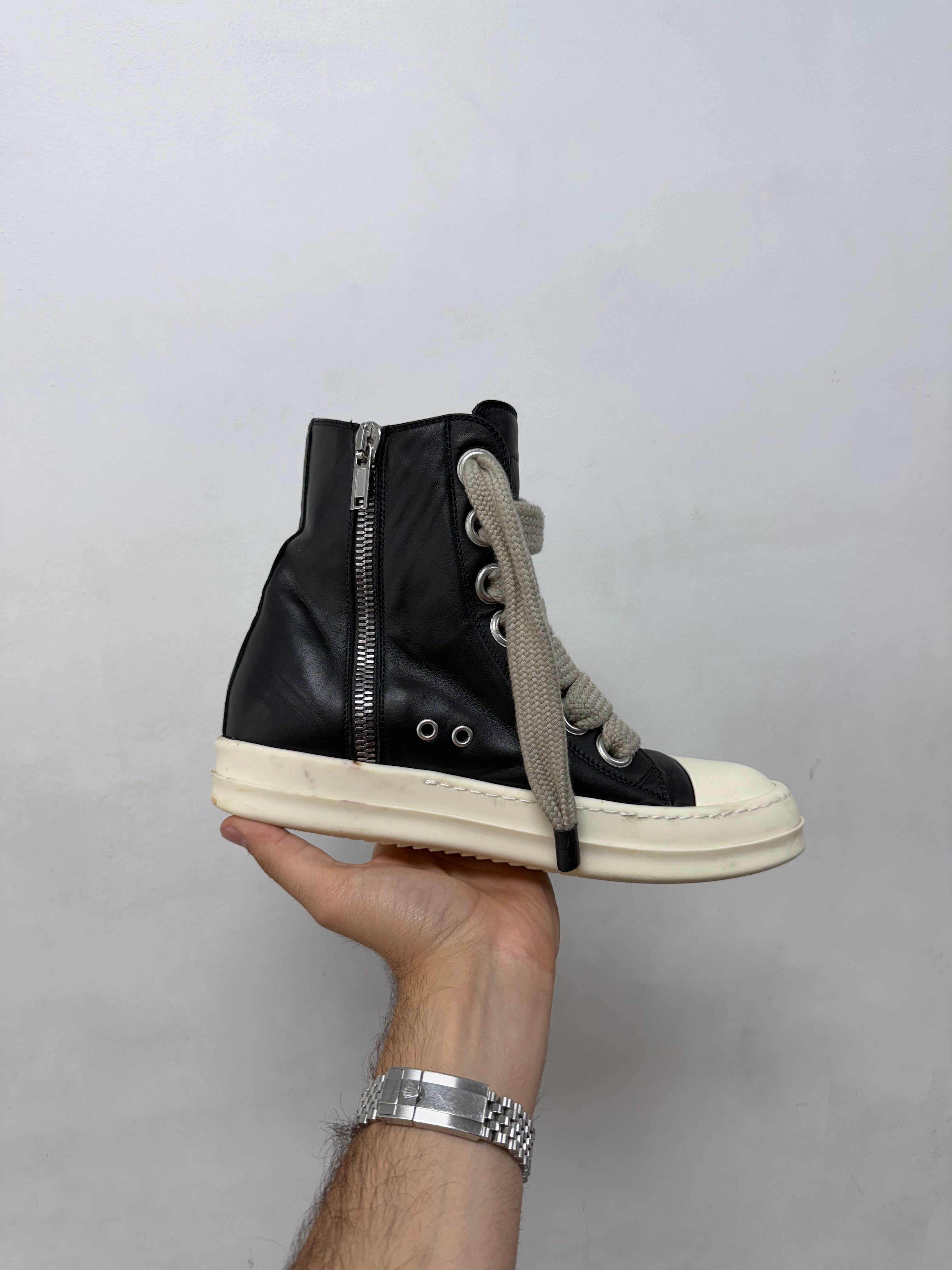 Rick Owens Black Jumbo Lace Ramone High Sneakers (No Insoles)