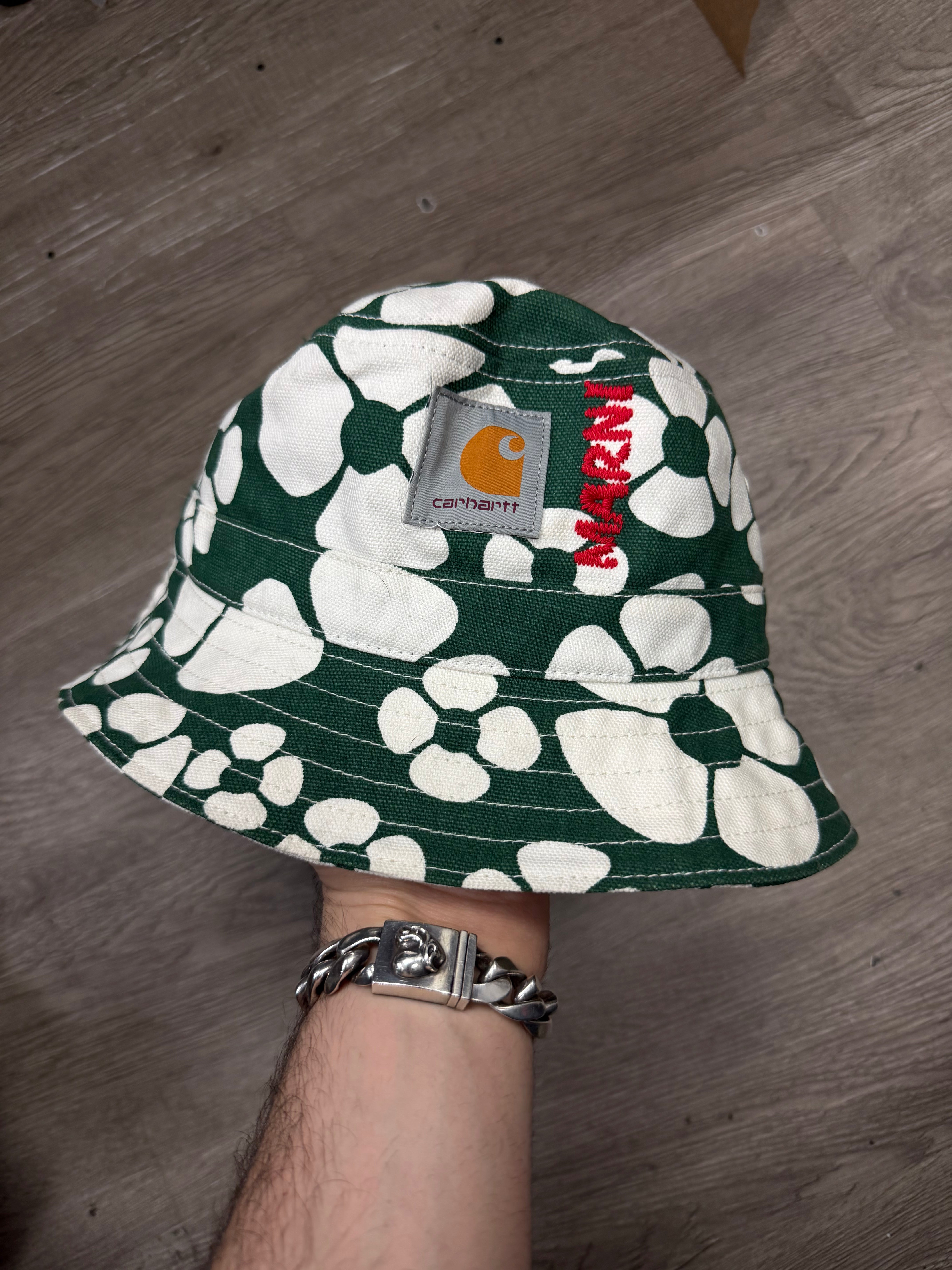 Marni Green White Floral Bucket