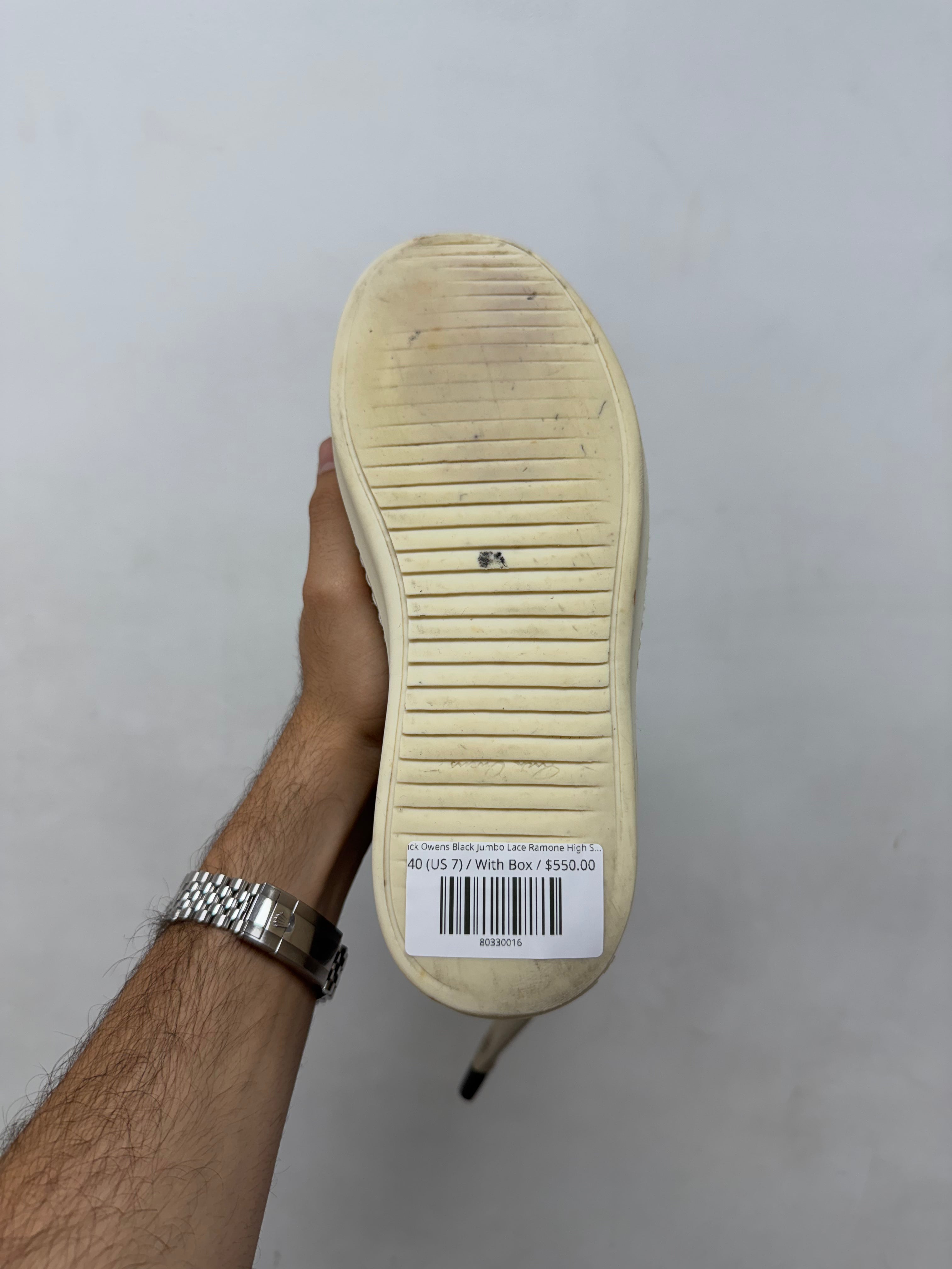 Rick Owens Black Jumbo Lace Ramone High Sneakers (No Insoles)