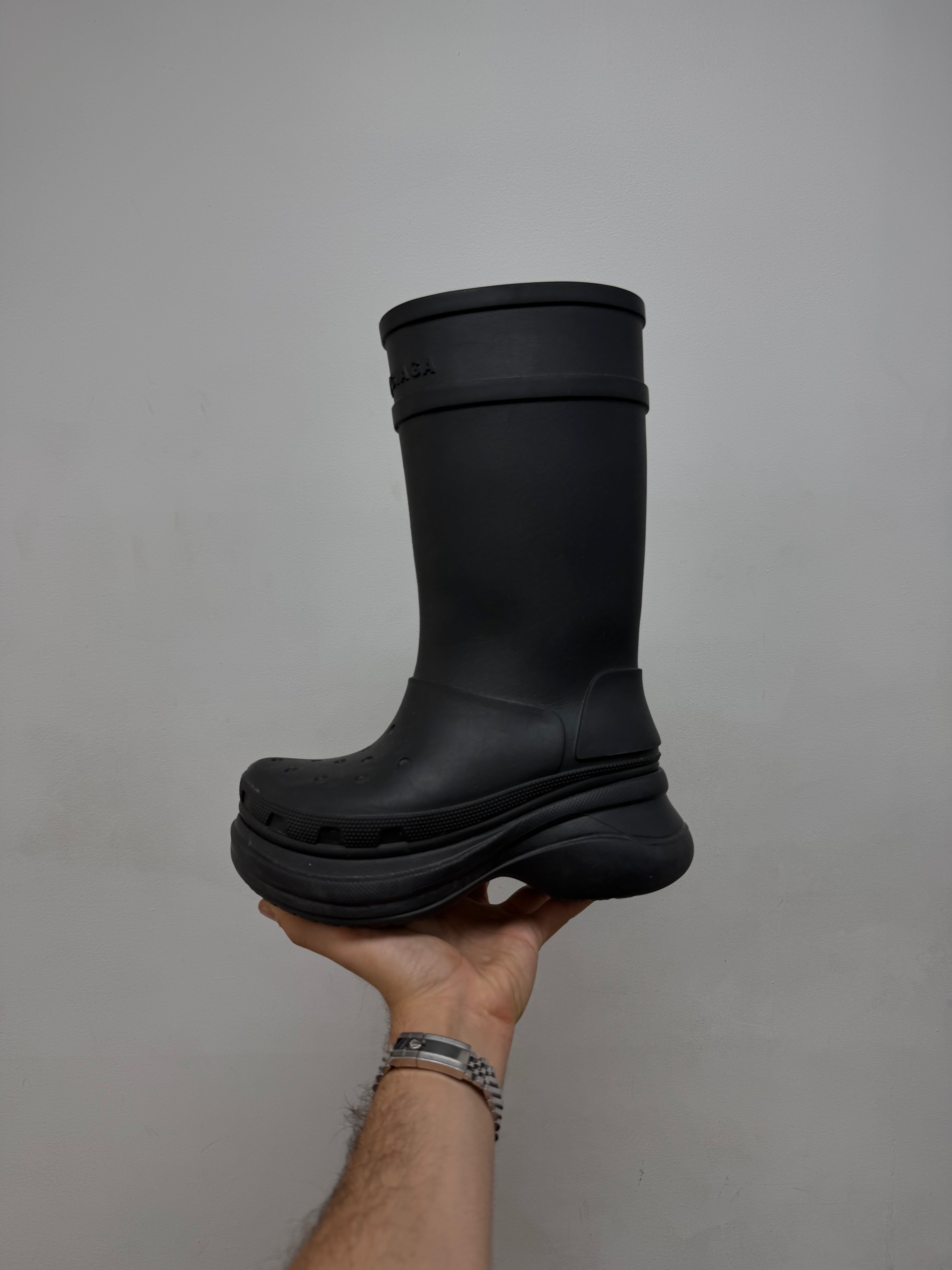 Balenciaga Black High Crocs Boots