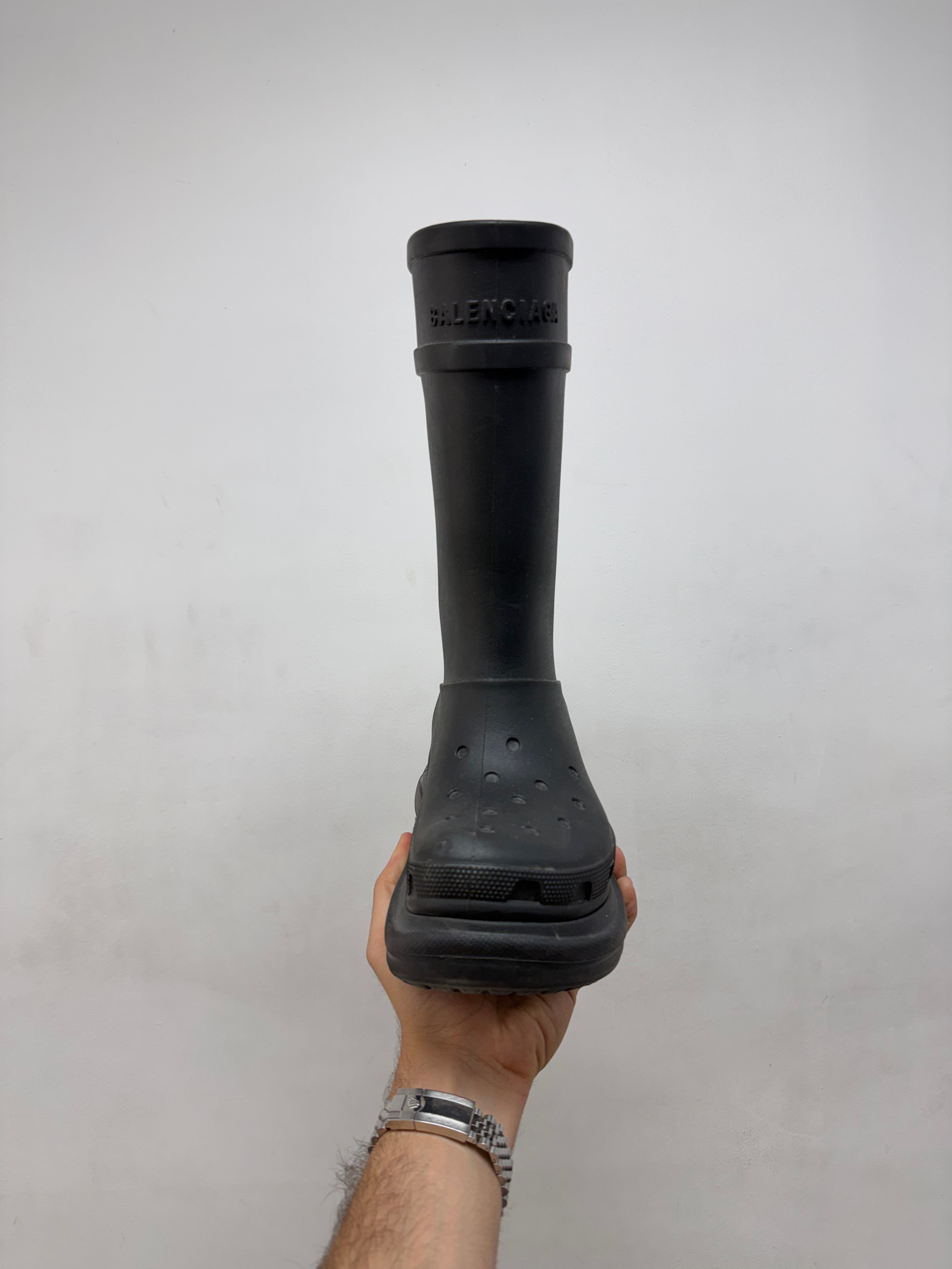 Balenciaga Black High Crocs Boots