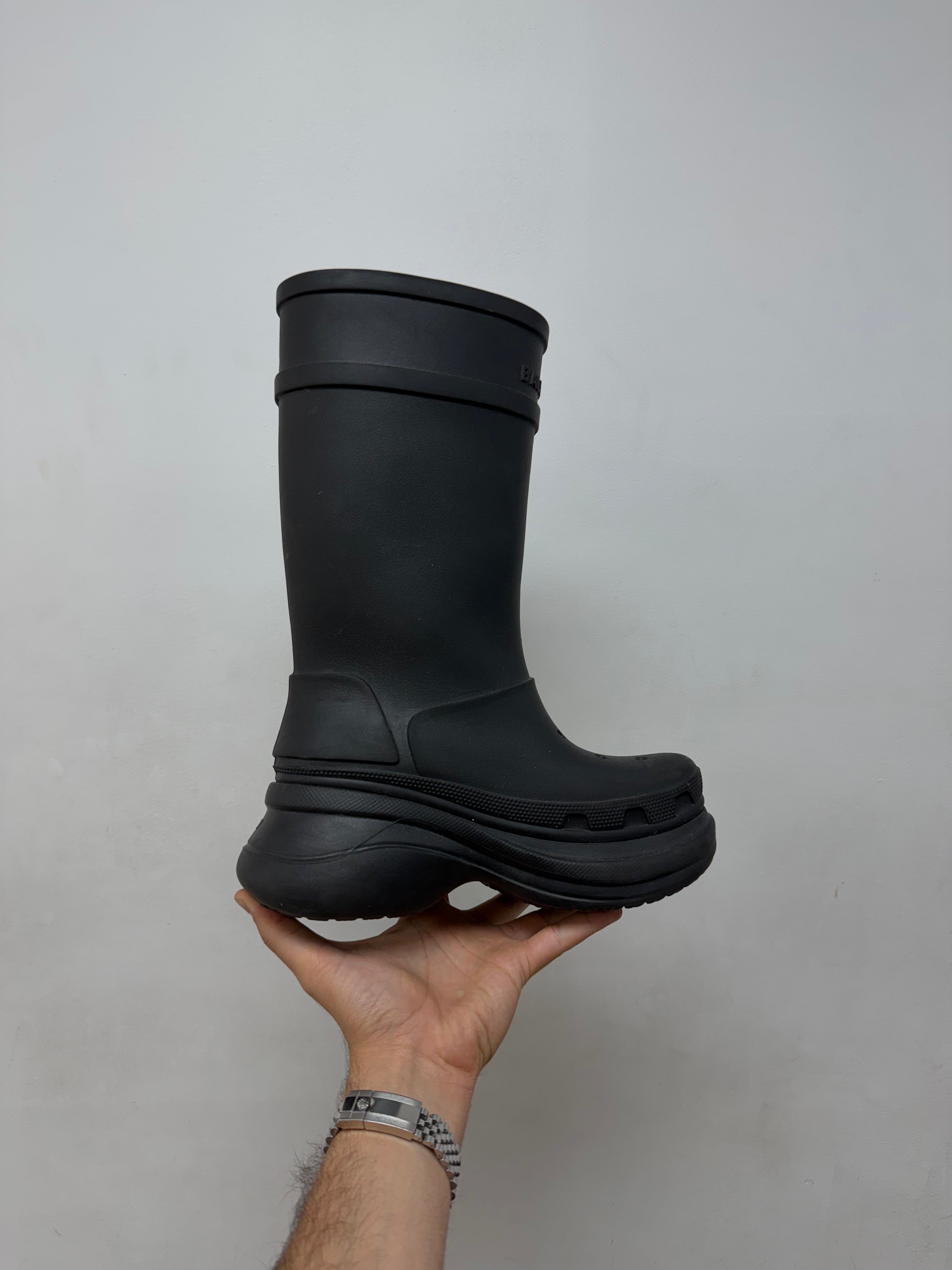 Balenciaga Black High Crocs Boots