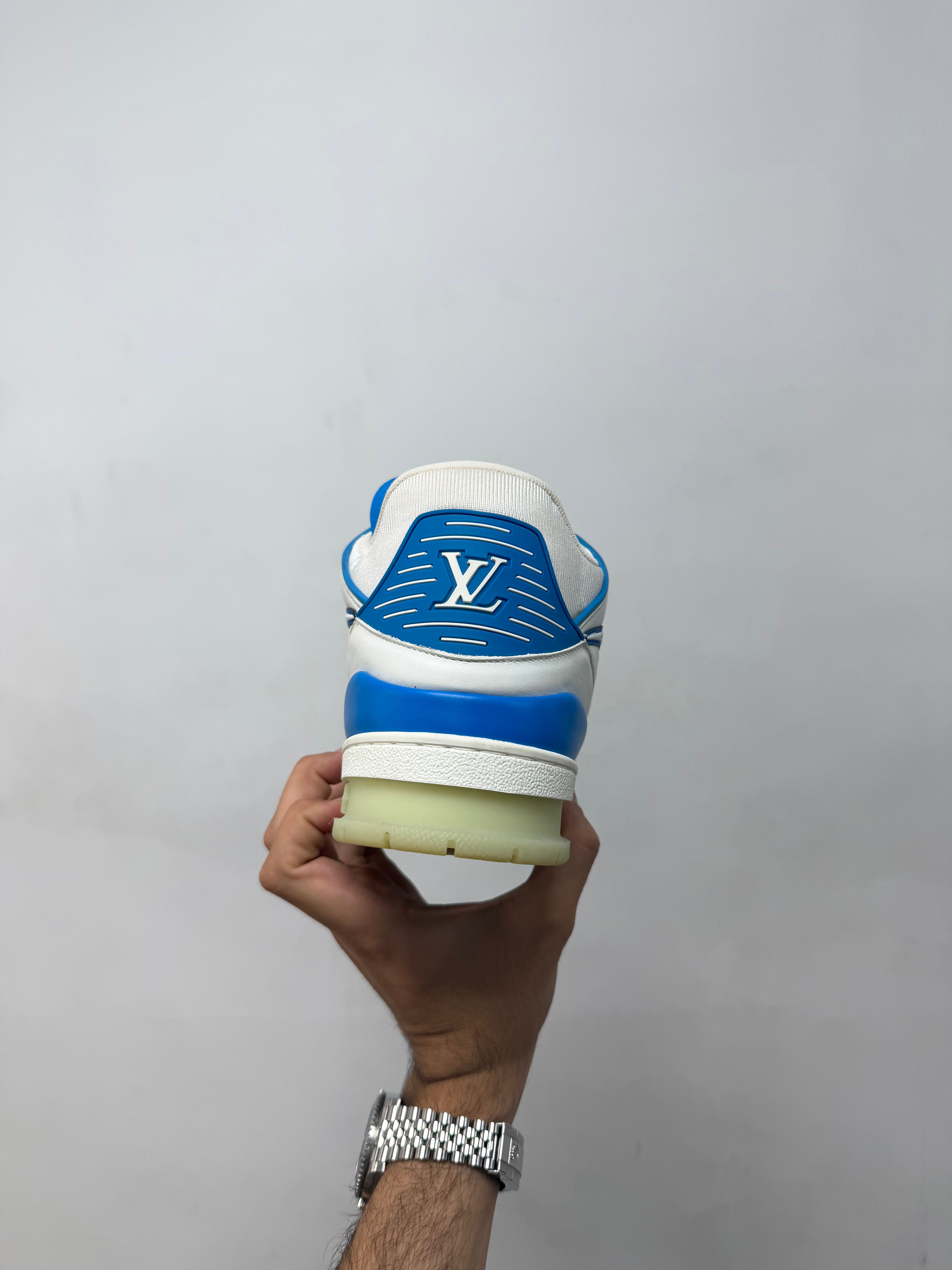 Louis Vuitton White Blue Trainer Azure Sneakers