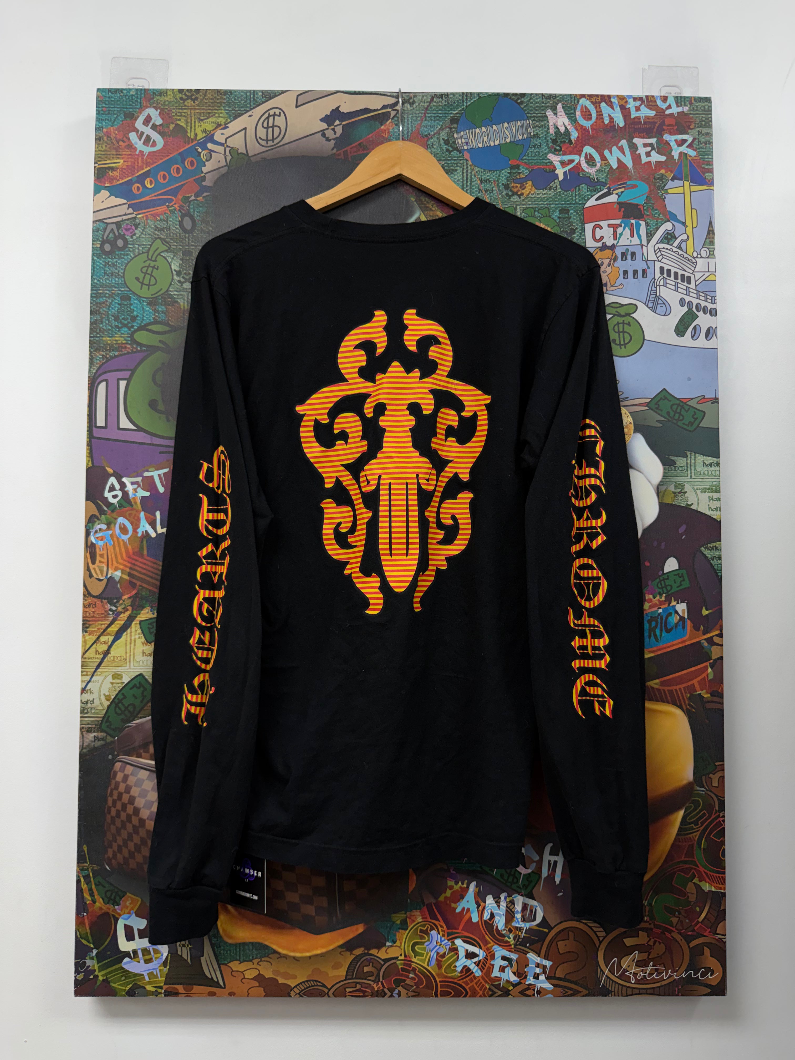 Chrome Hearts Black Red Yellow Striped Dagger Long Sleeve