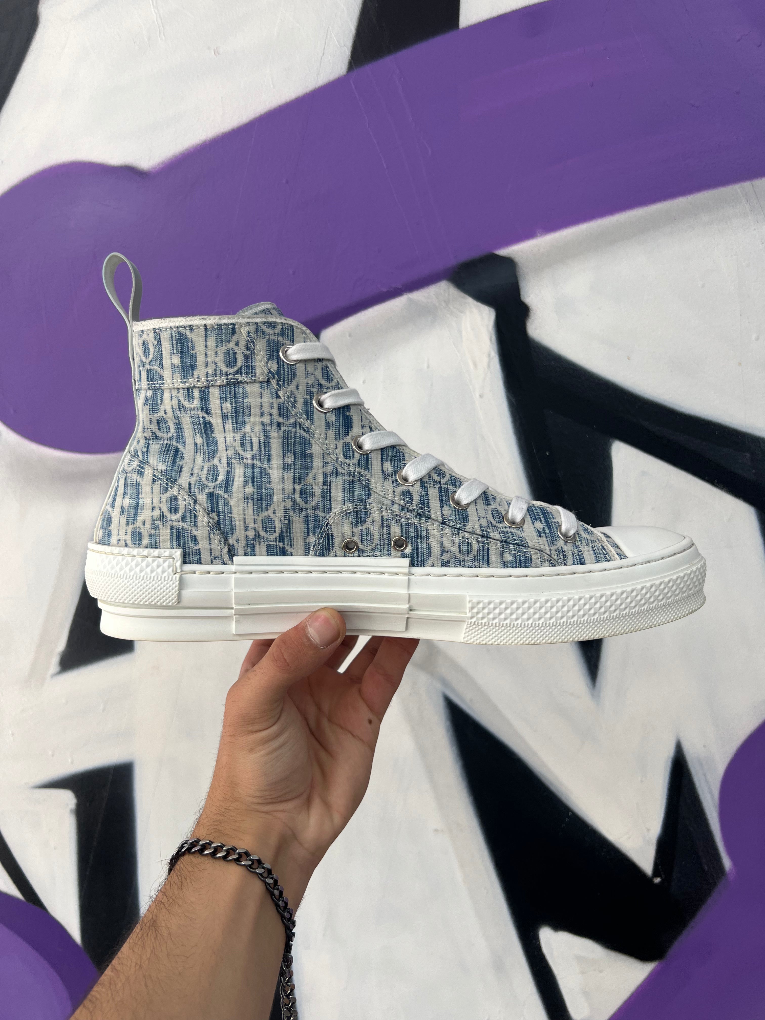 Dior White Blue B23 High Sneakers