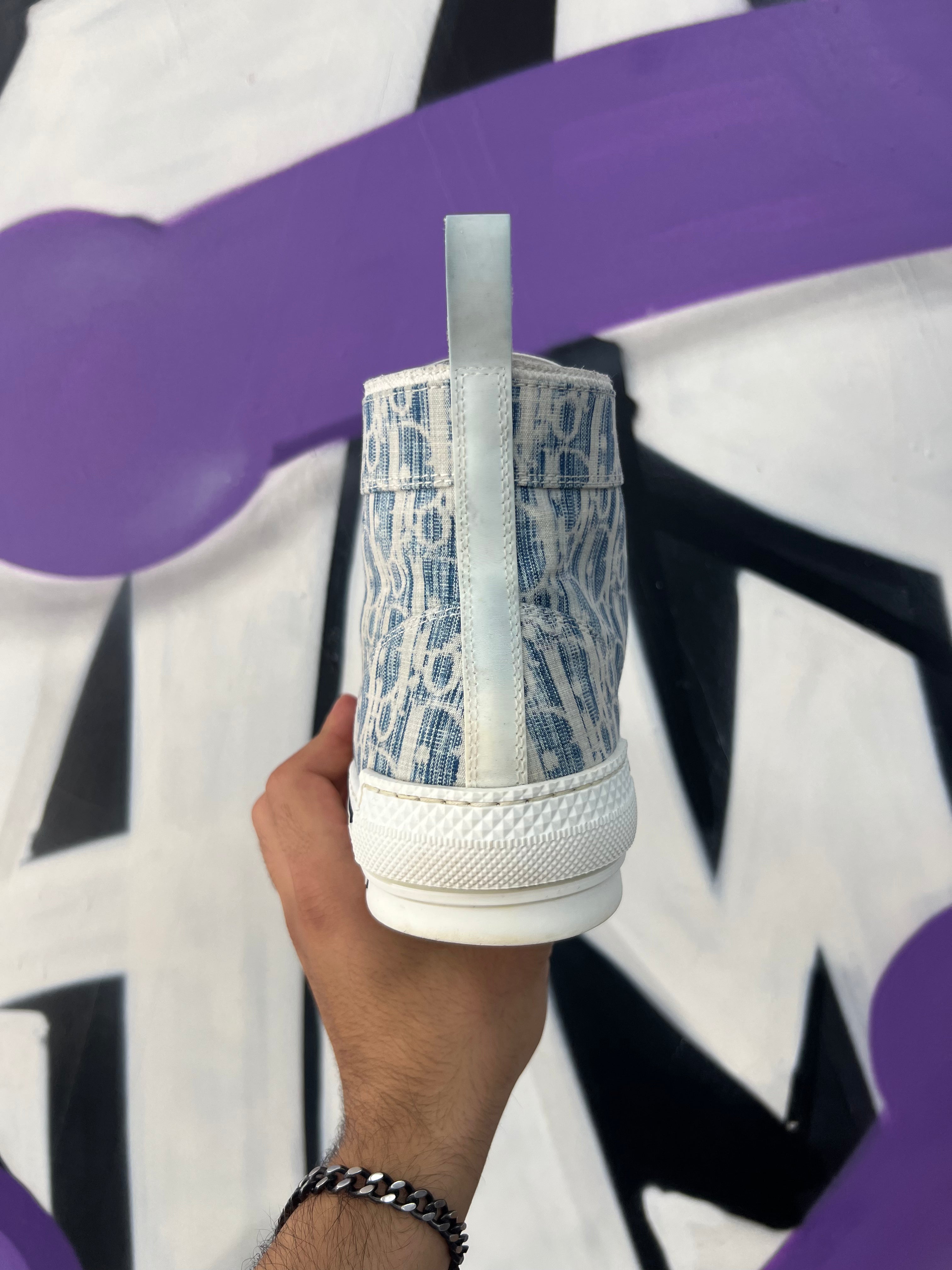 Dior White Blue B23 High Sneakers