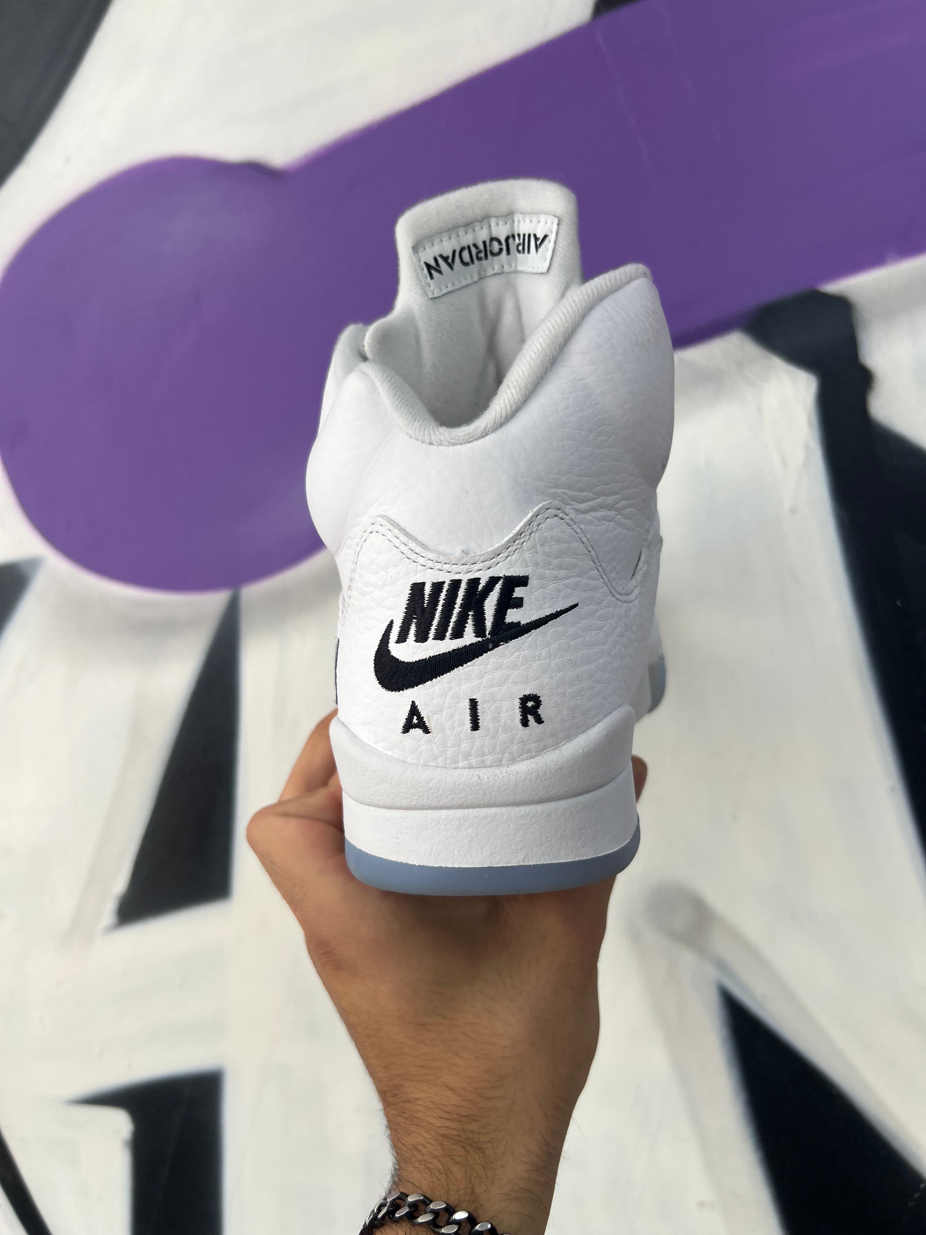 Jordan 5 White Metallic Sneakers