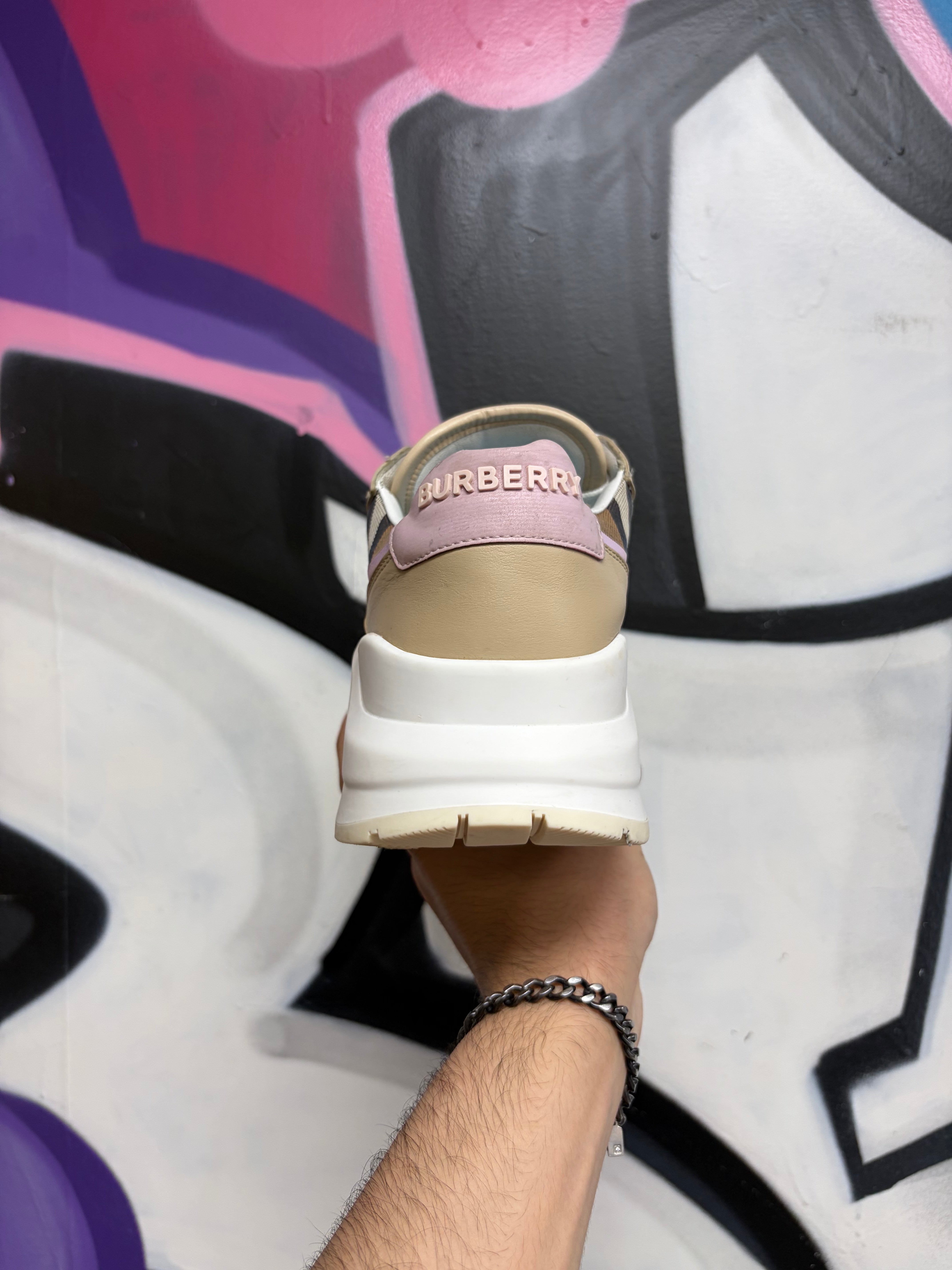 Burberry Tan Pink Ramsey Sneakers