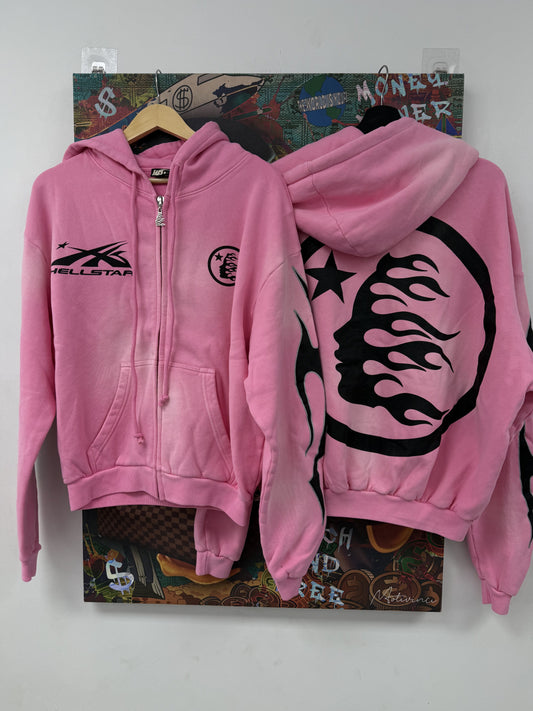 Hellstar Zip Up Sport Logo Pink New Medium In Plastic