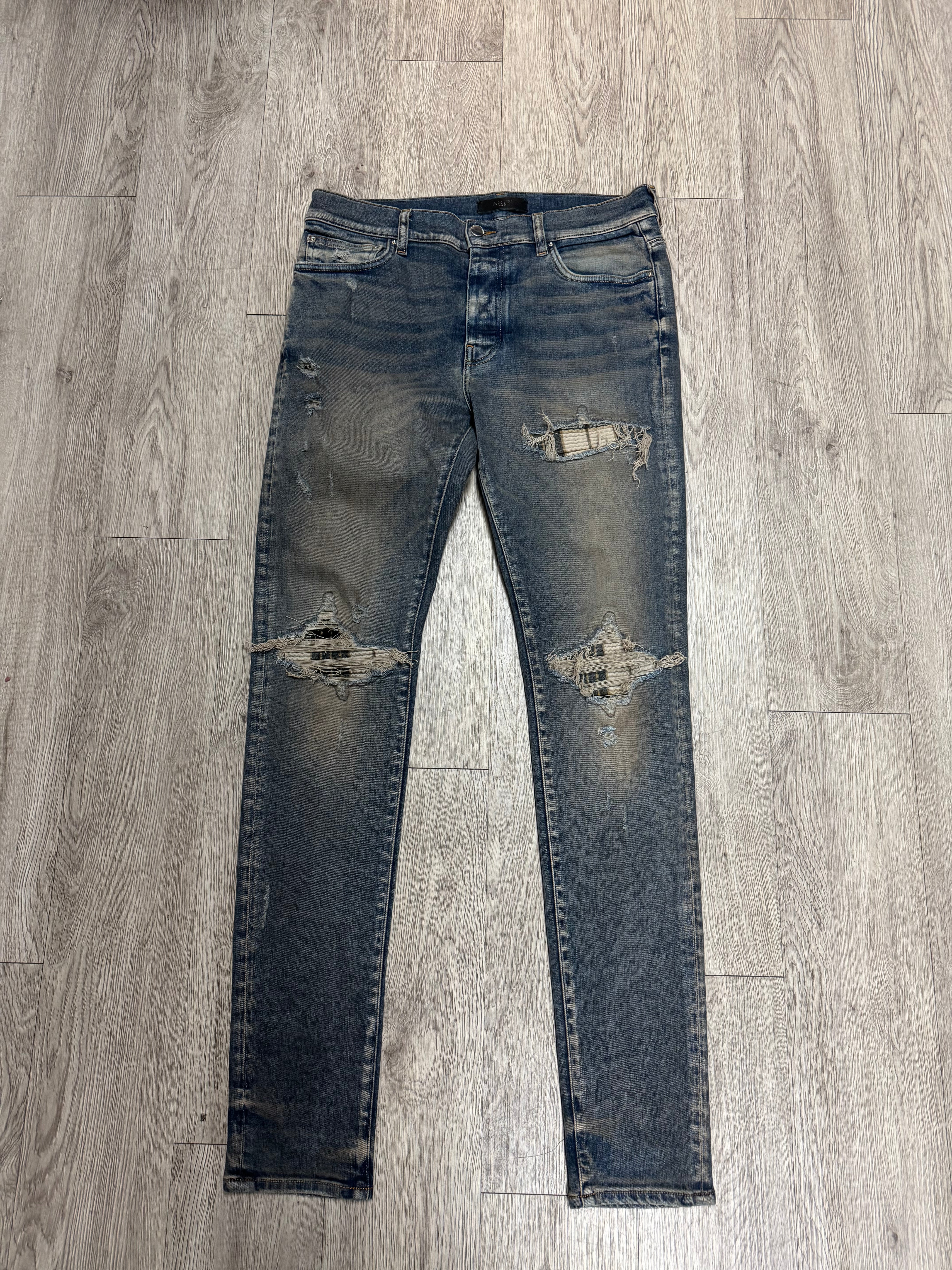 Amiri Rust Wash Plaid Patch MX1 Jeans