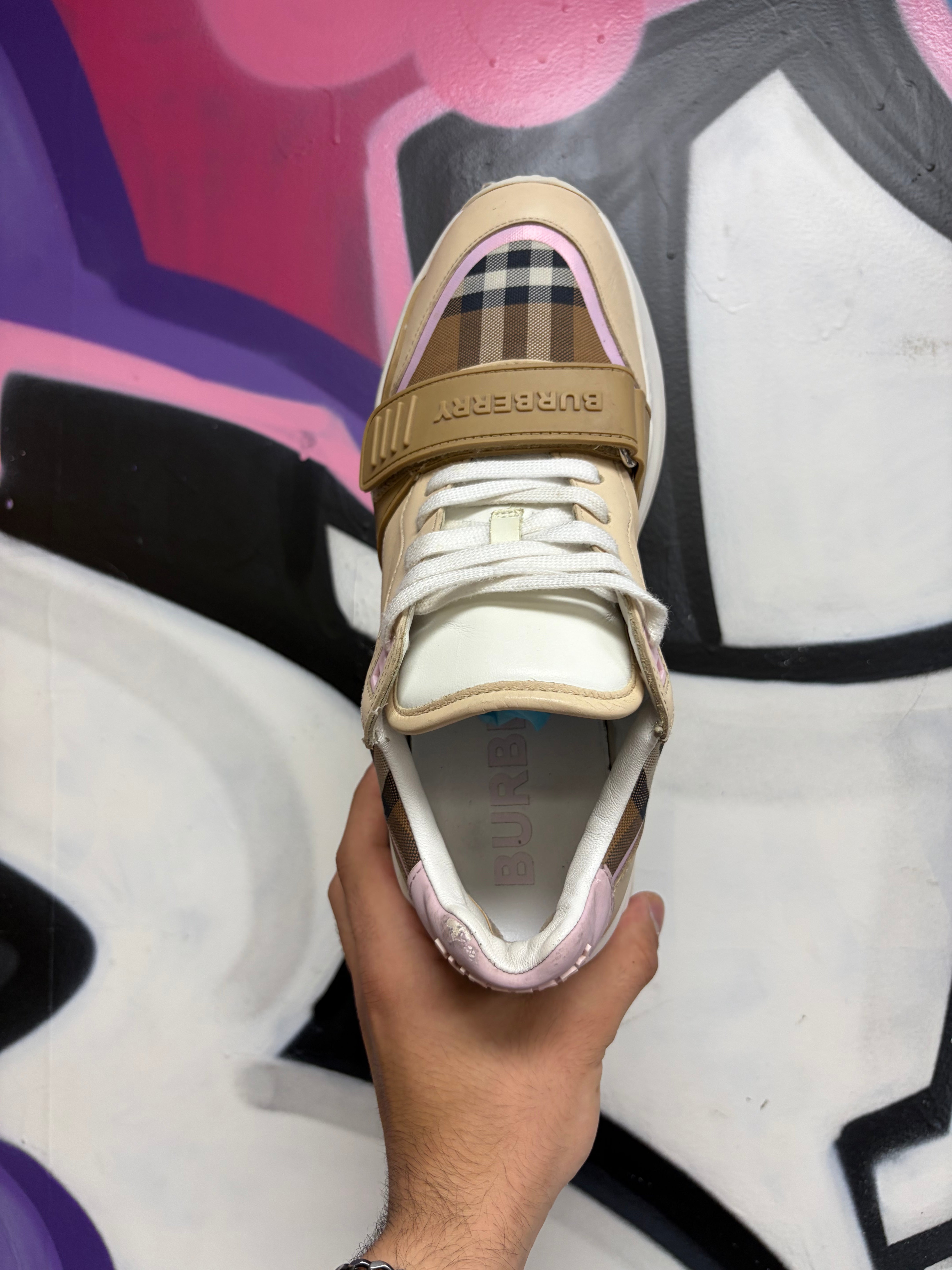 Burberry Tan Pink Ramsey Sneakers