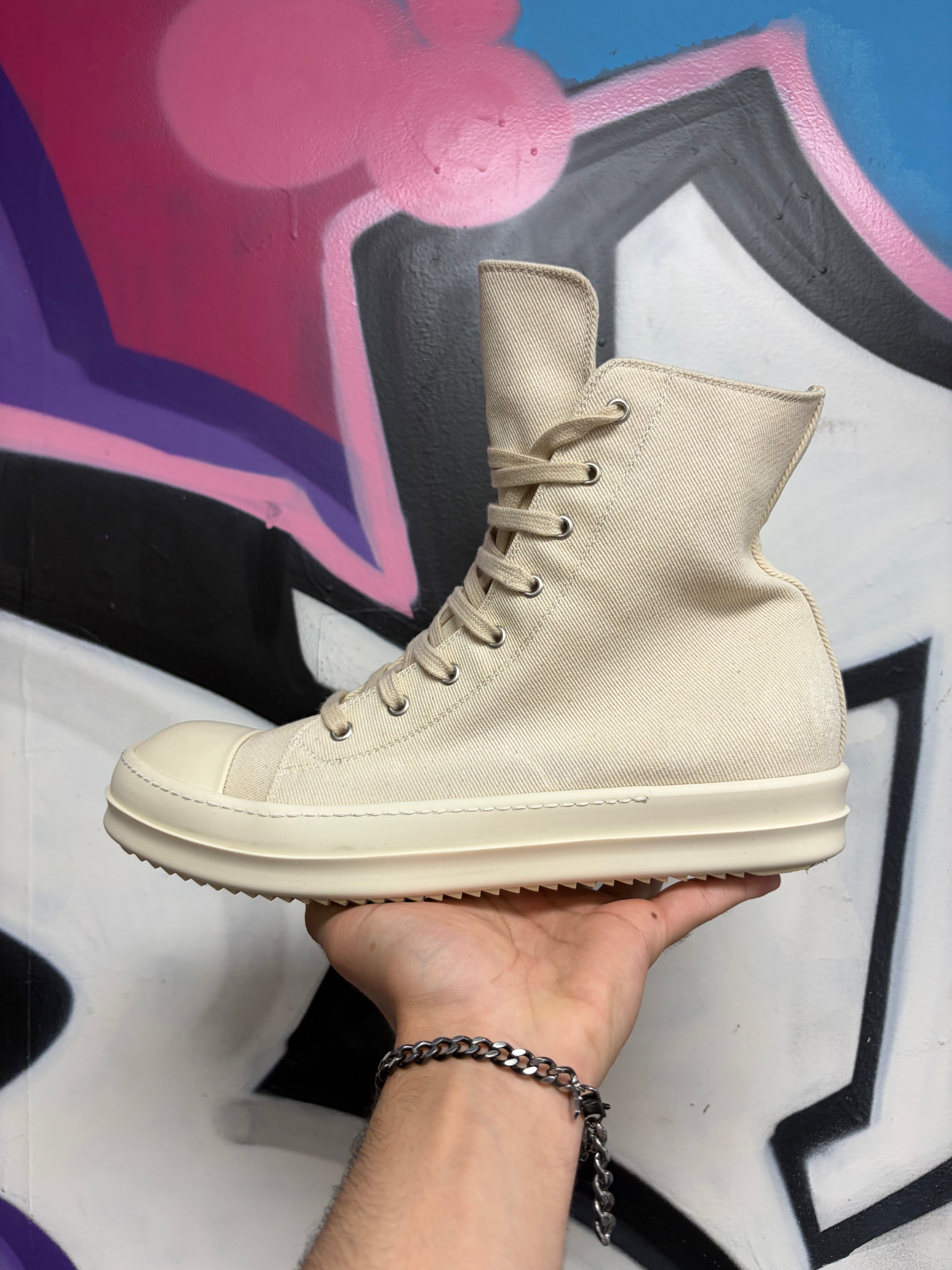 Rick Owens Cream Ramone High Penta Sneakers