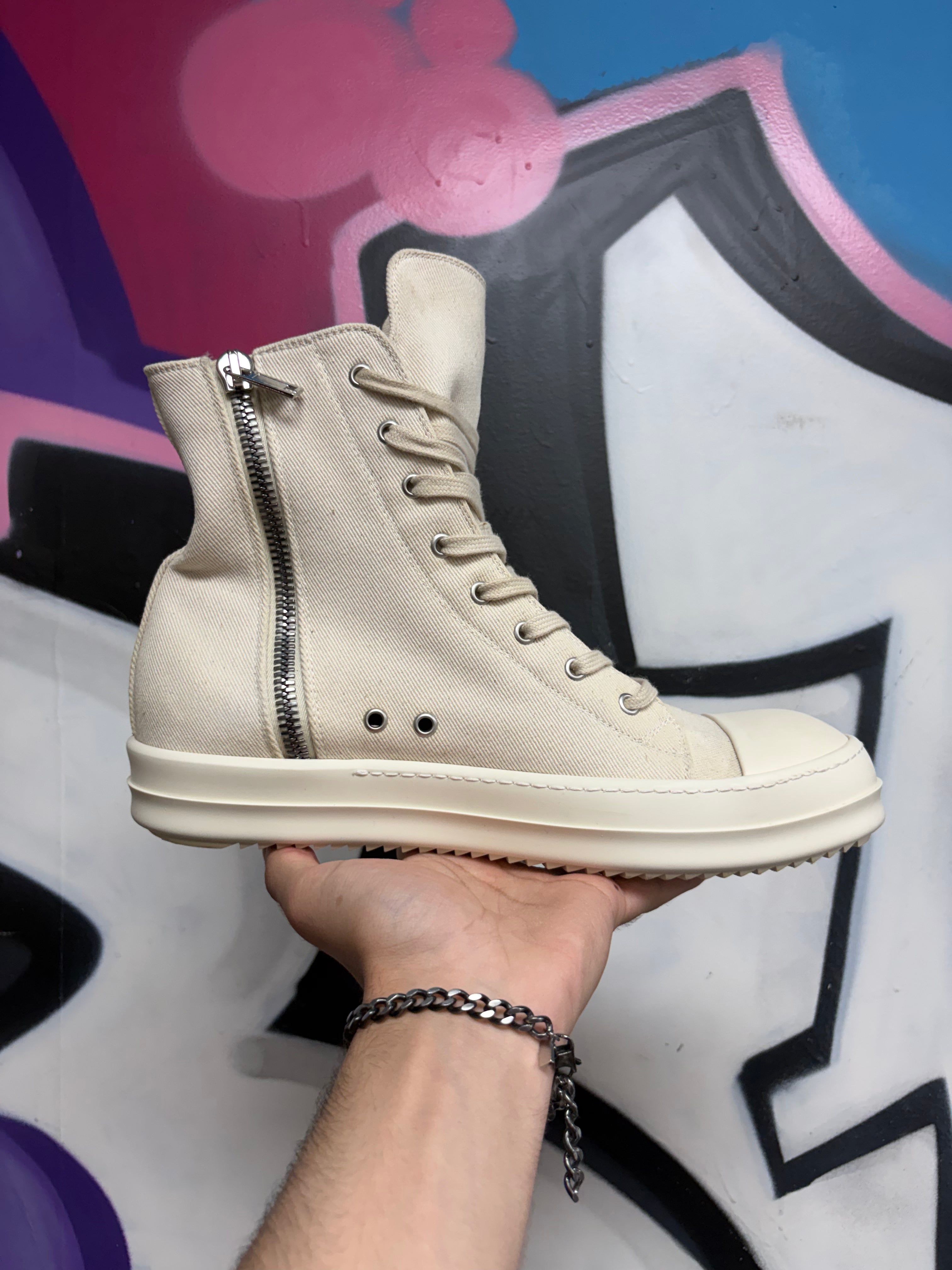 Rick Owens Cream Ramone High Penta Sneakers