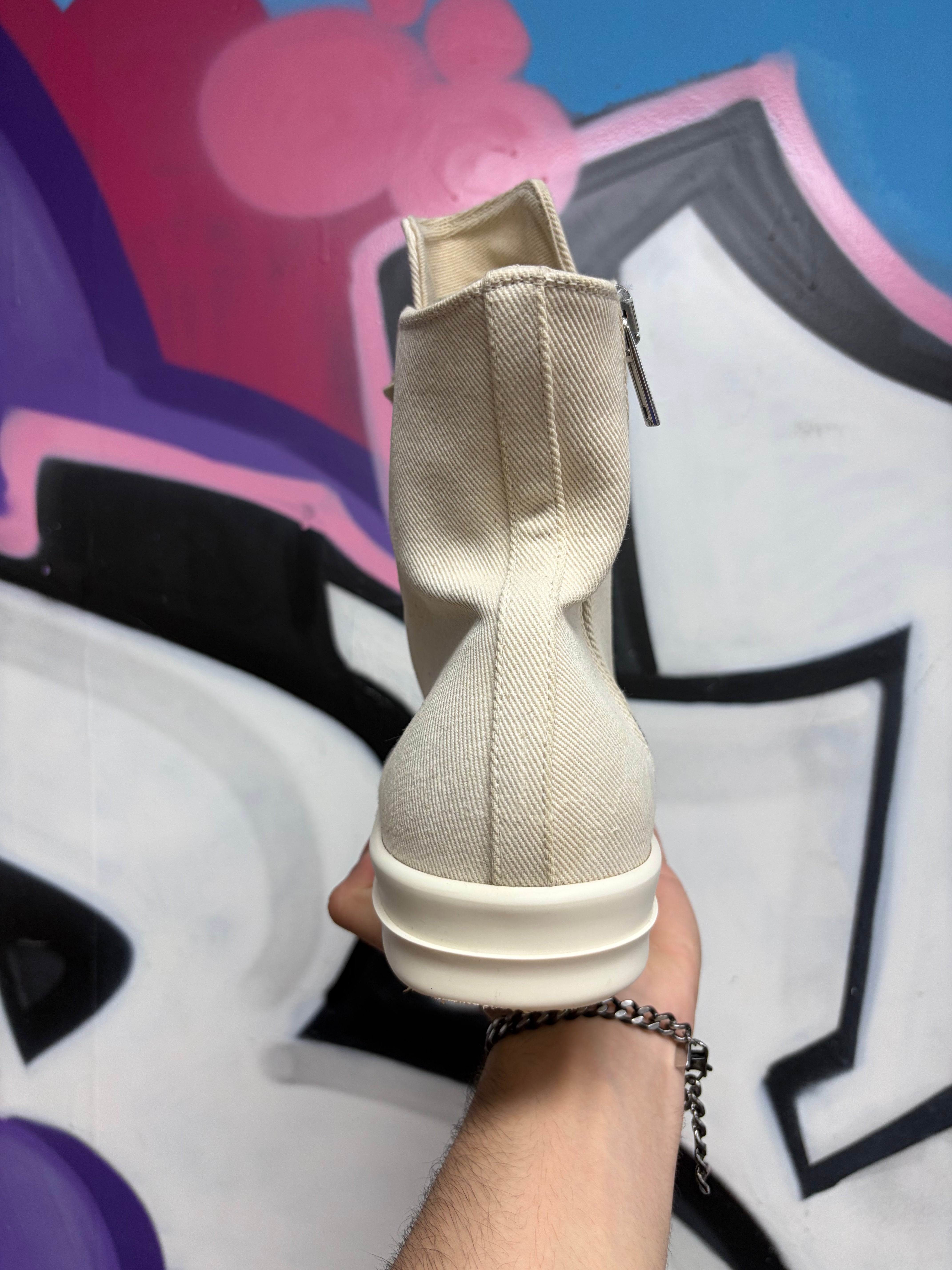 Rick Owens Cream Ramone High Penta Sneakers