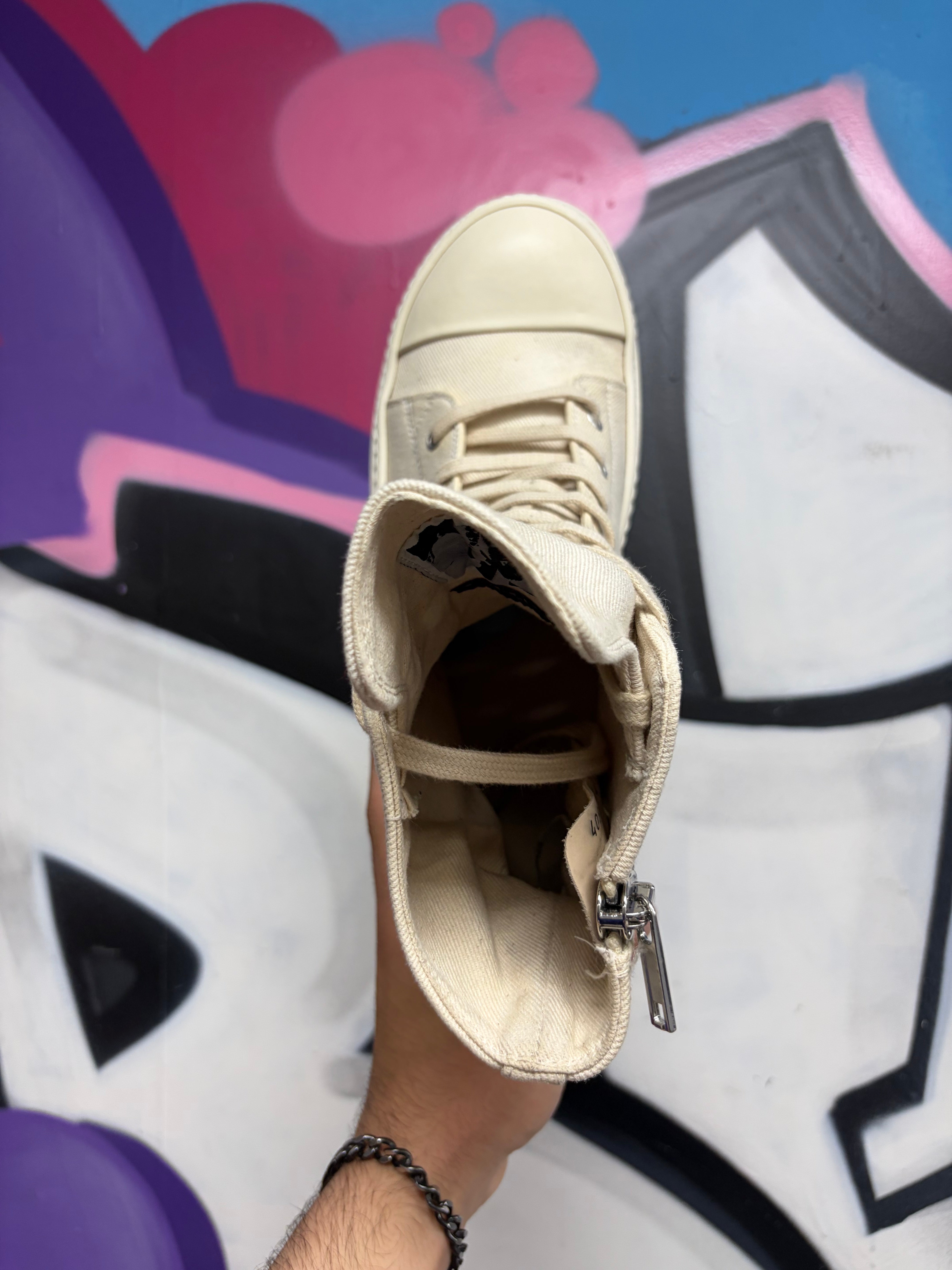 Rick Owens Cream Ramone High Penta Sneakers