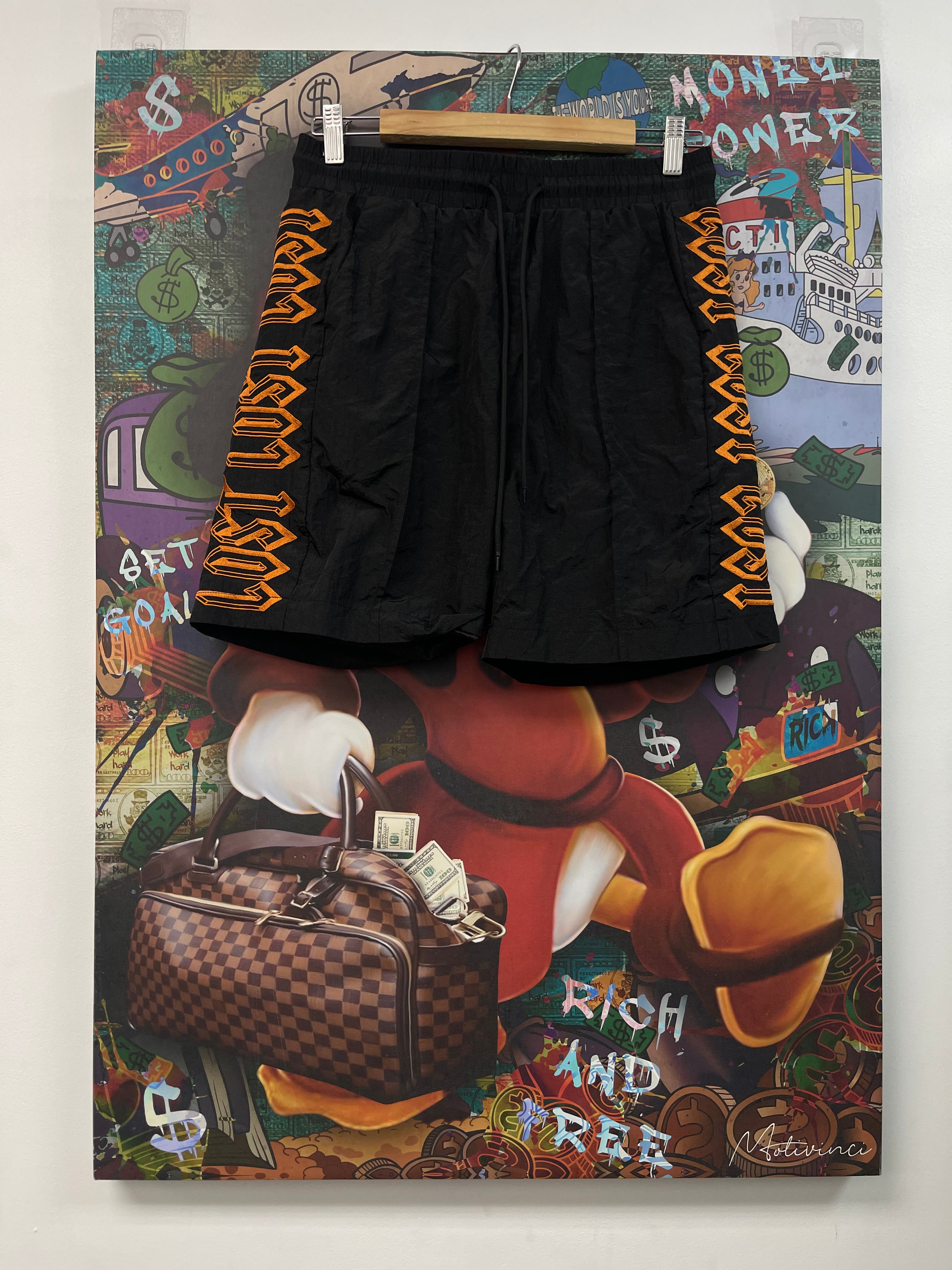 Lost Intricacy Black Orange Shorts