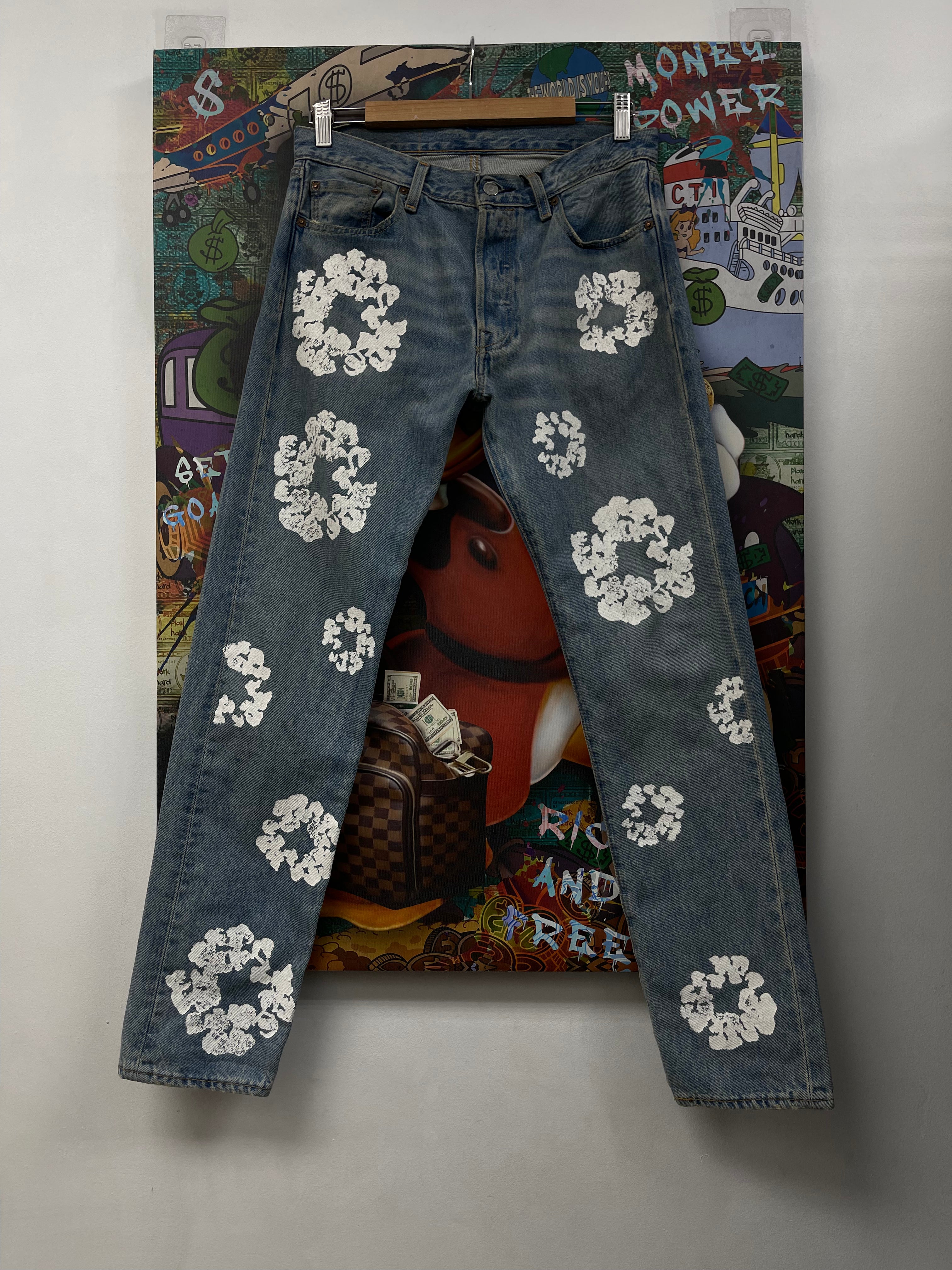 Denim Tears Light Wash White Wreath Jeans