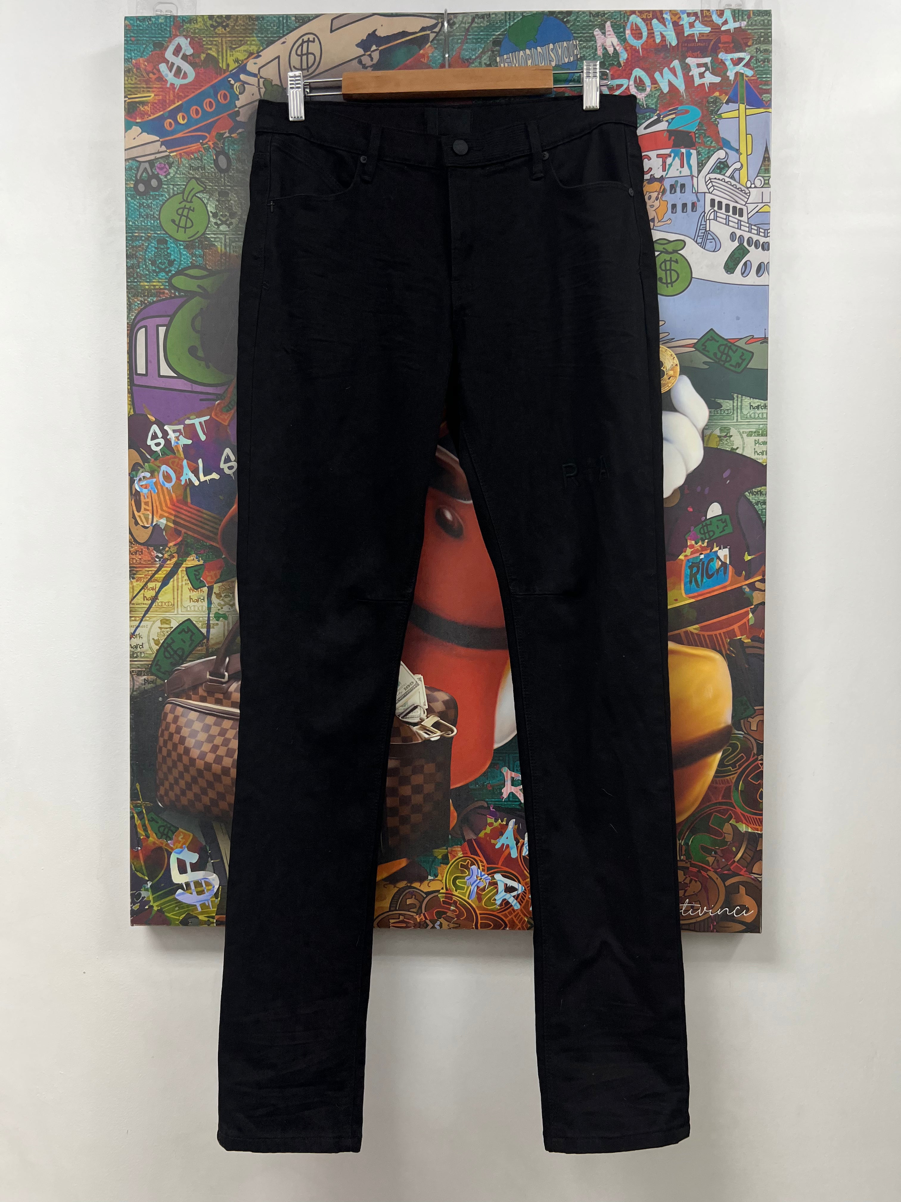 RTA Black Tonal Embroidered Jeans