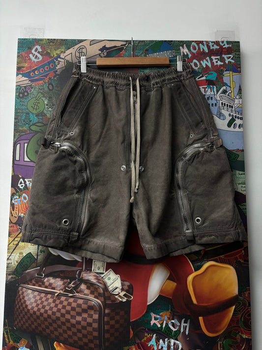 Rick Owens Brown Cargo Zipper Shorts