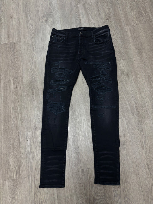 Amiri Black Wash Distressed Jeans