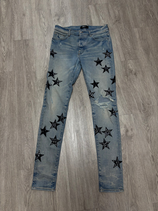 Amiri Light Wash Star Paisley Jeans
