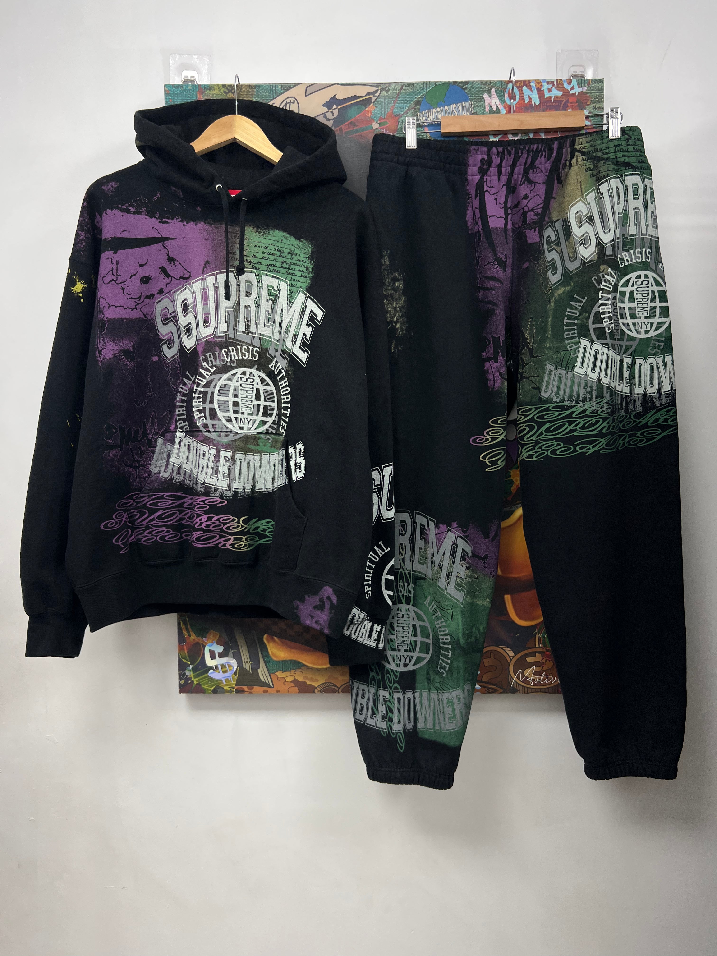 Supreme Black Overprint Sweatsuit