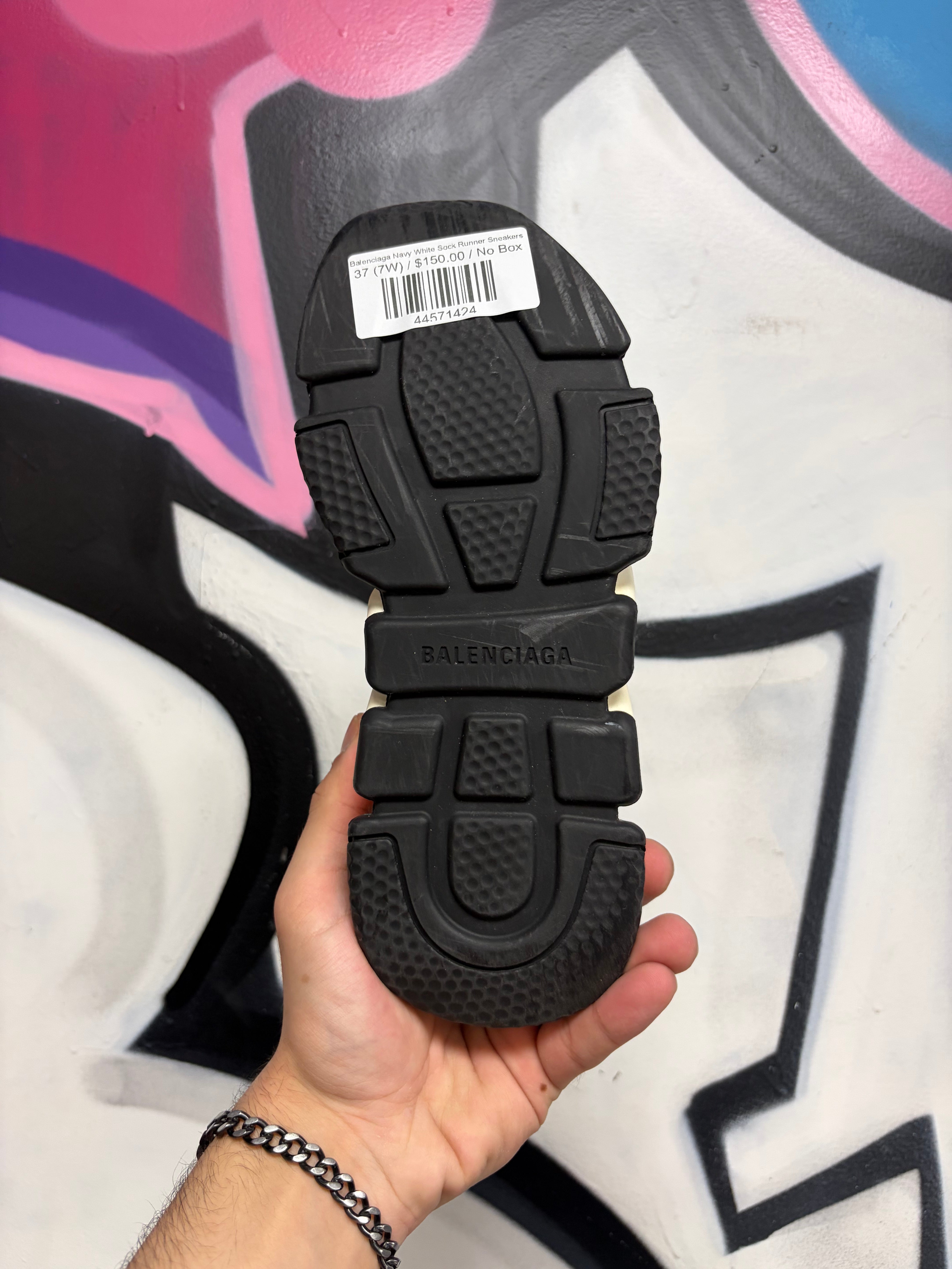 Balenciaga Navy White Sock Runner Sneakers