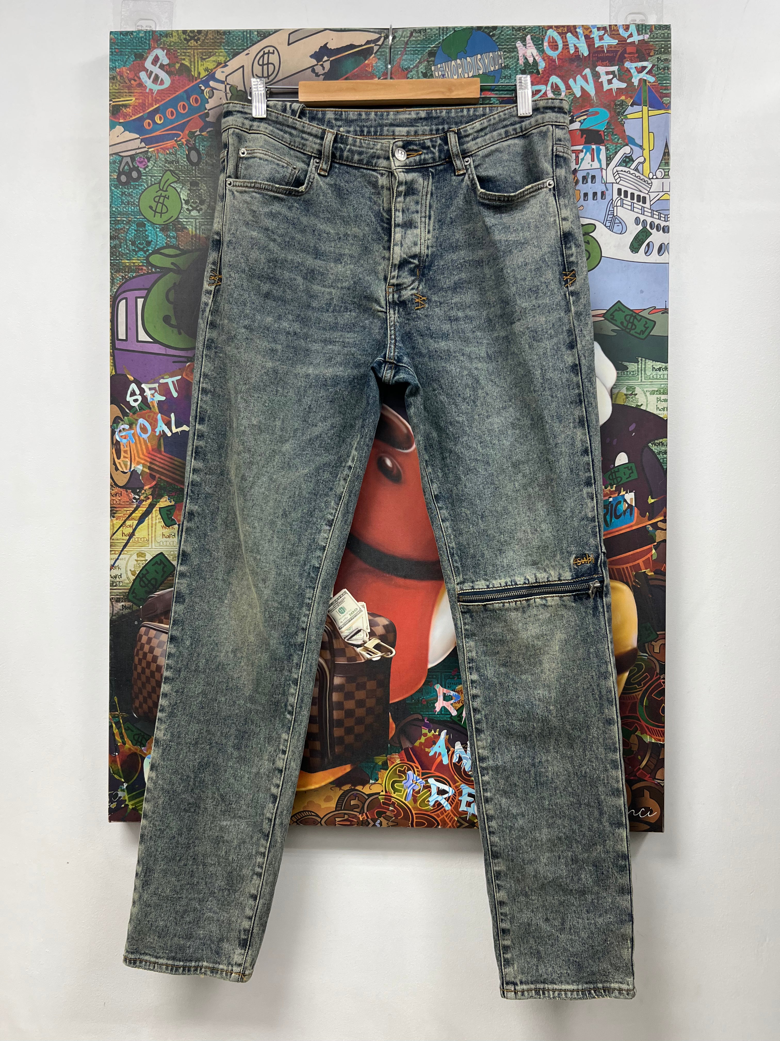 Ksubi Vintage Wash Knee Zipper Jeans