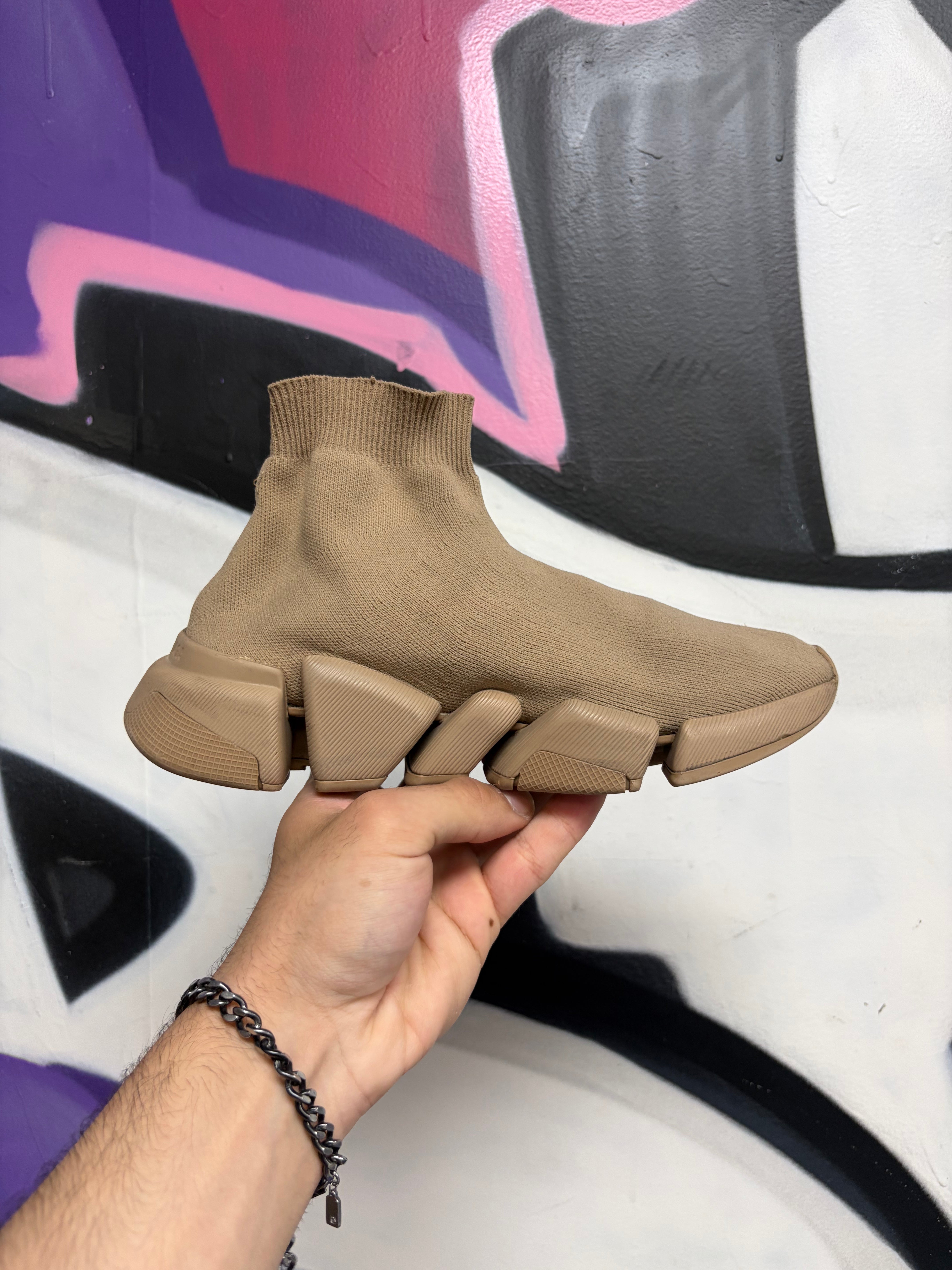 Balenciaga Tan Sock Runner Sneakers