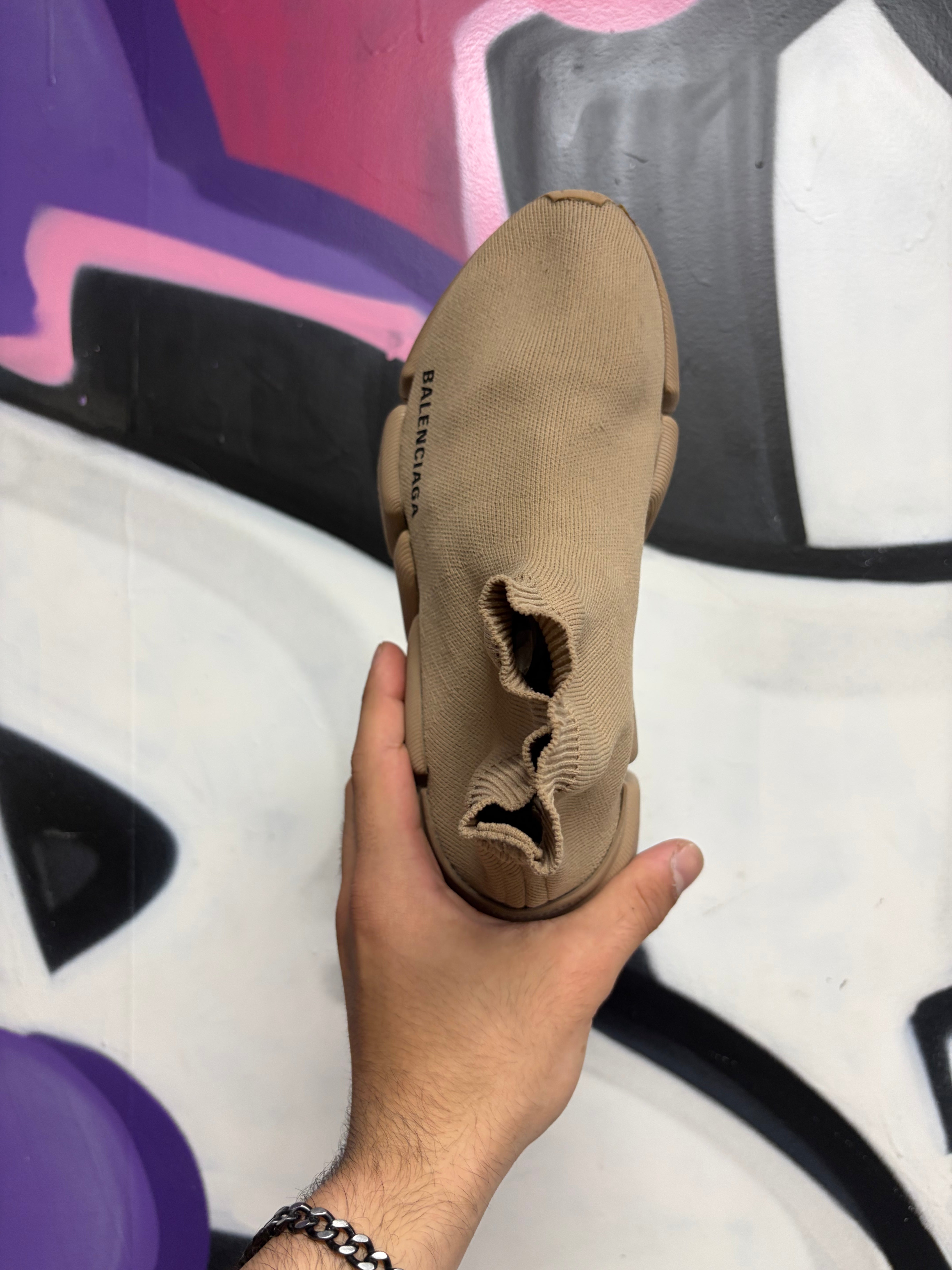 Balenciaga Tan Sock Runner Sneakers