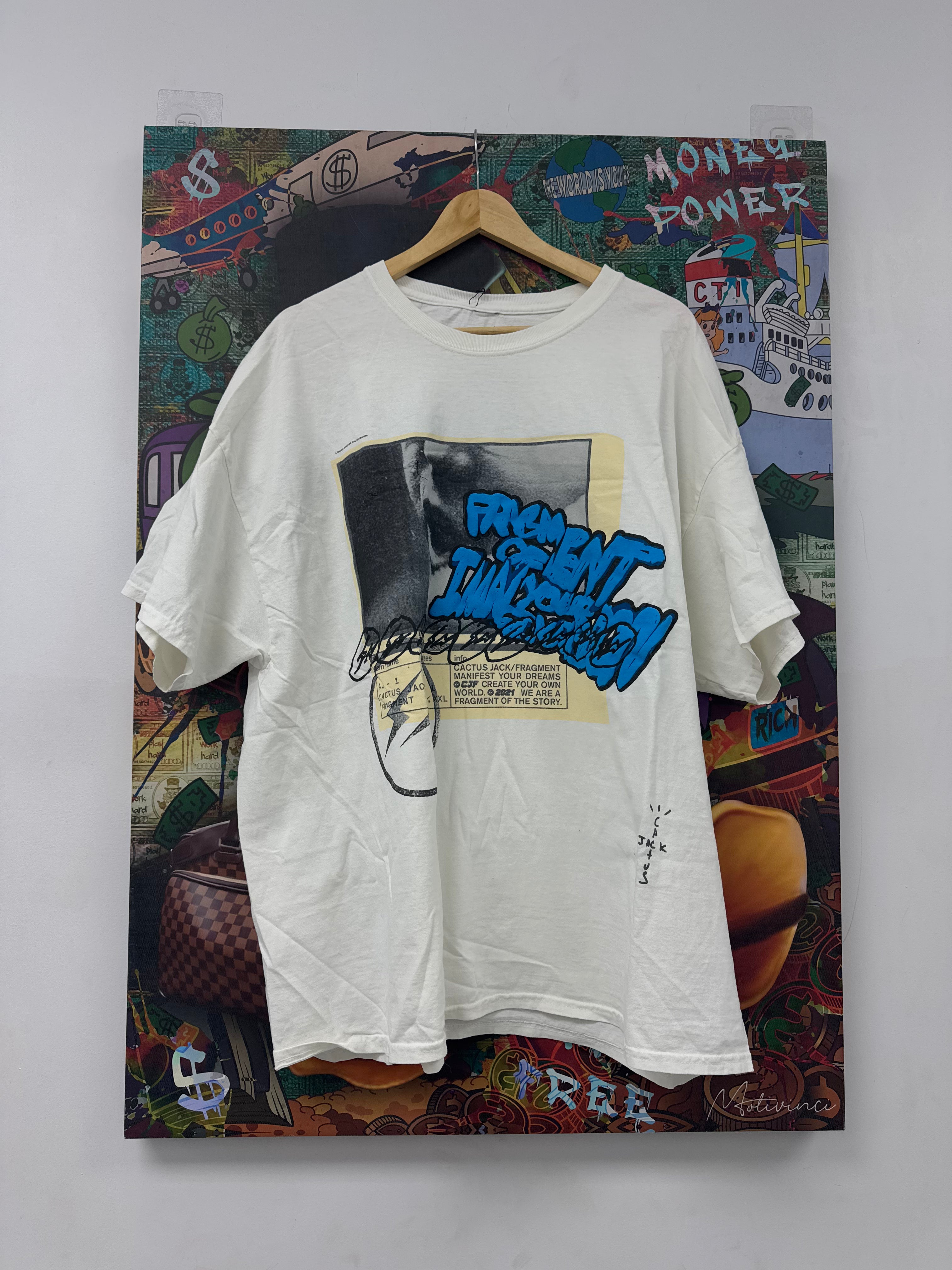 Travis Scott Fragment Tee Cream Blue New XXL