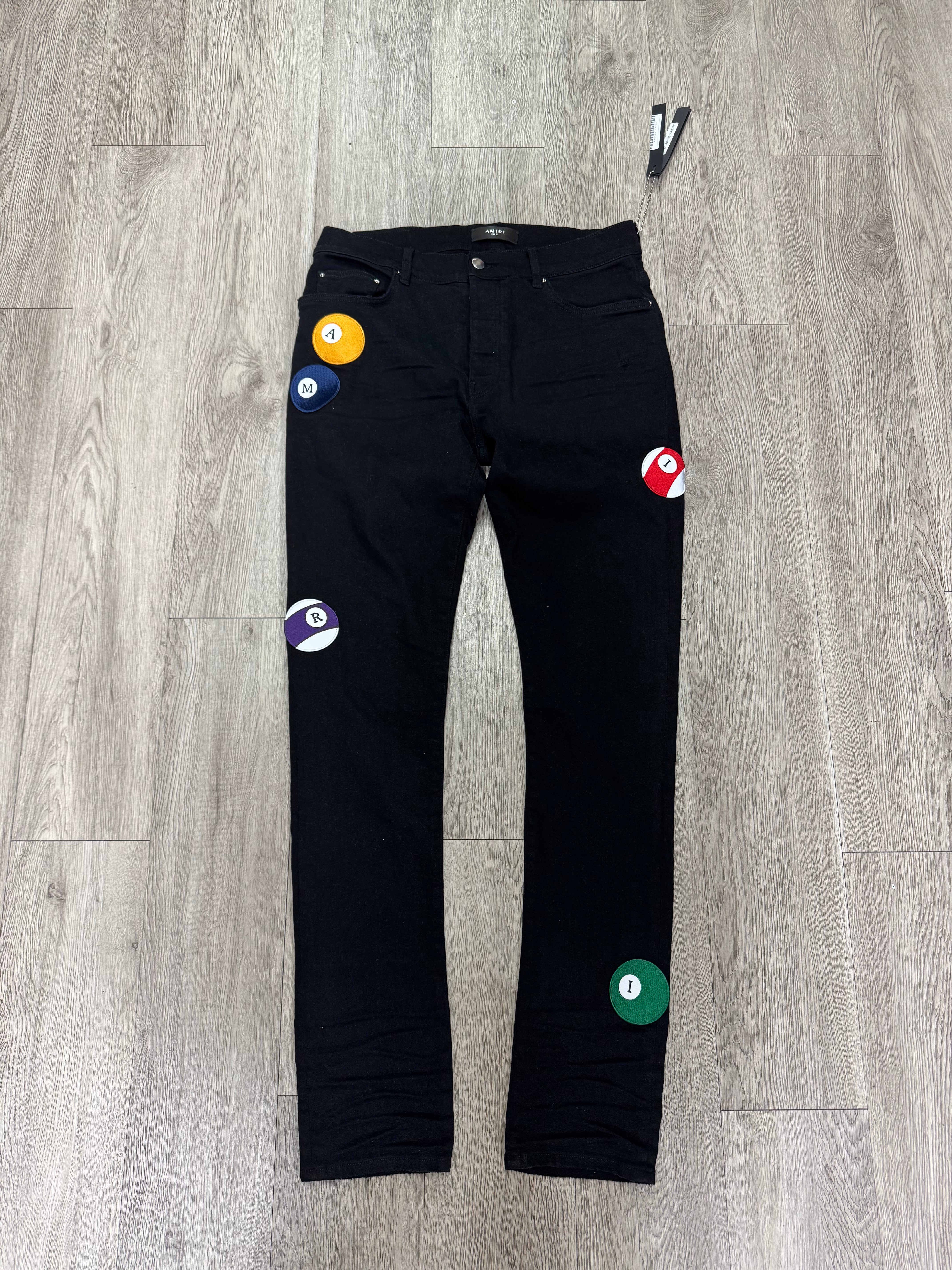 Amiri Black Billiards Patch Jeans