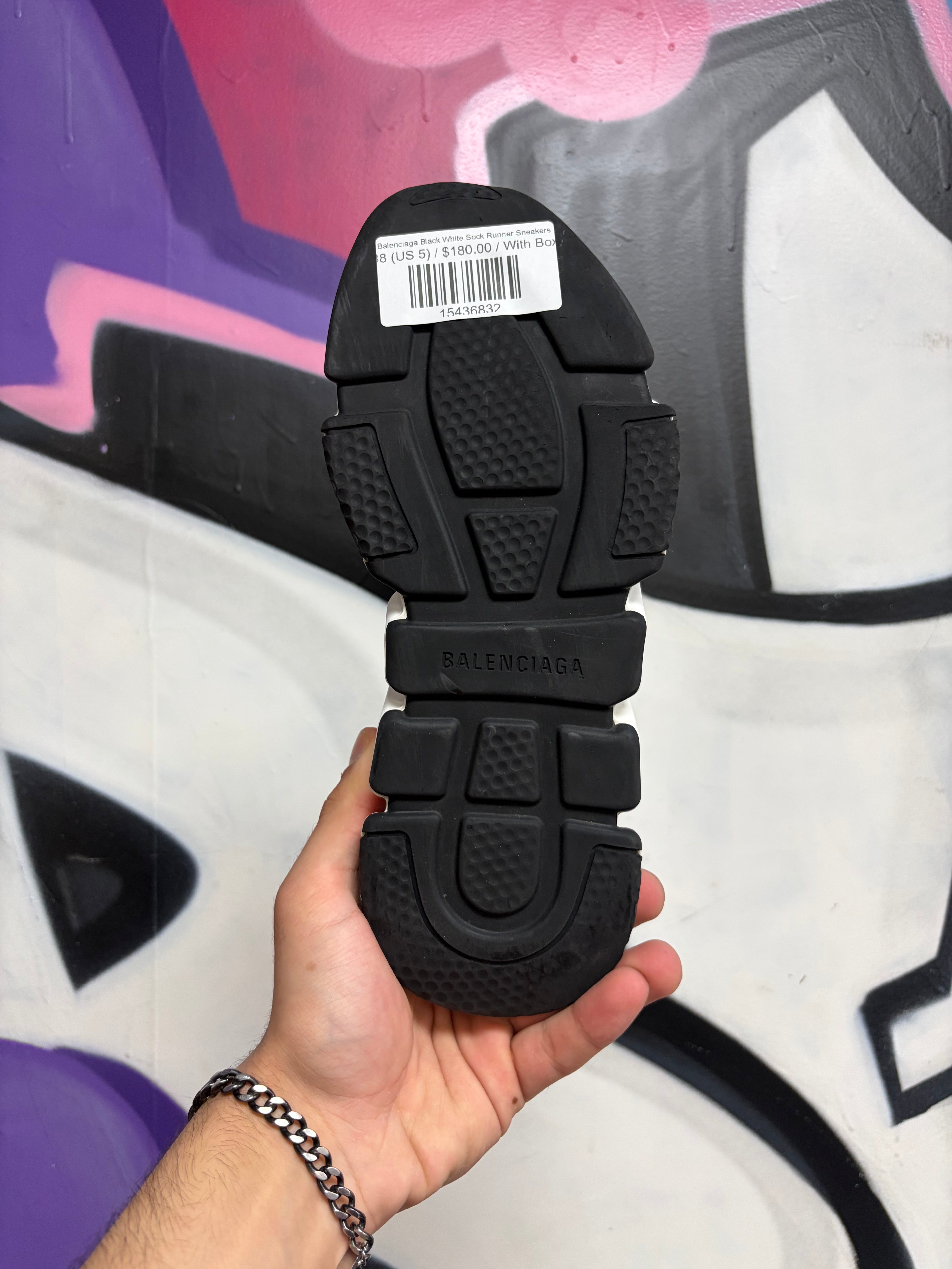 Balenciaga Black White Sock Runner Sneakers