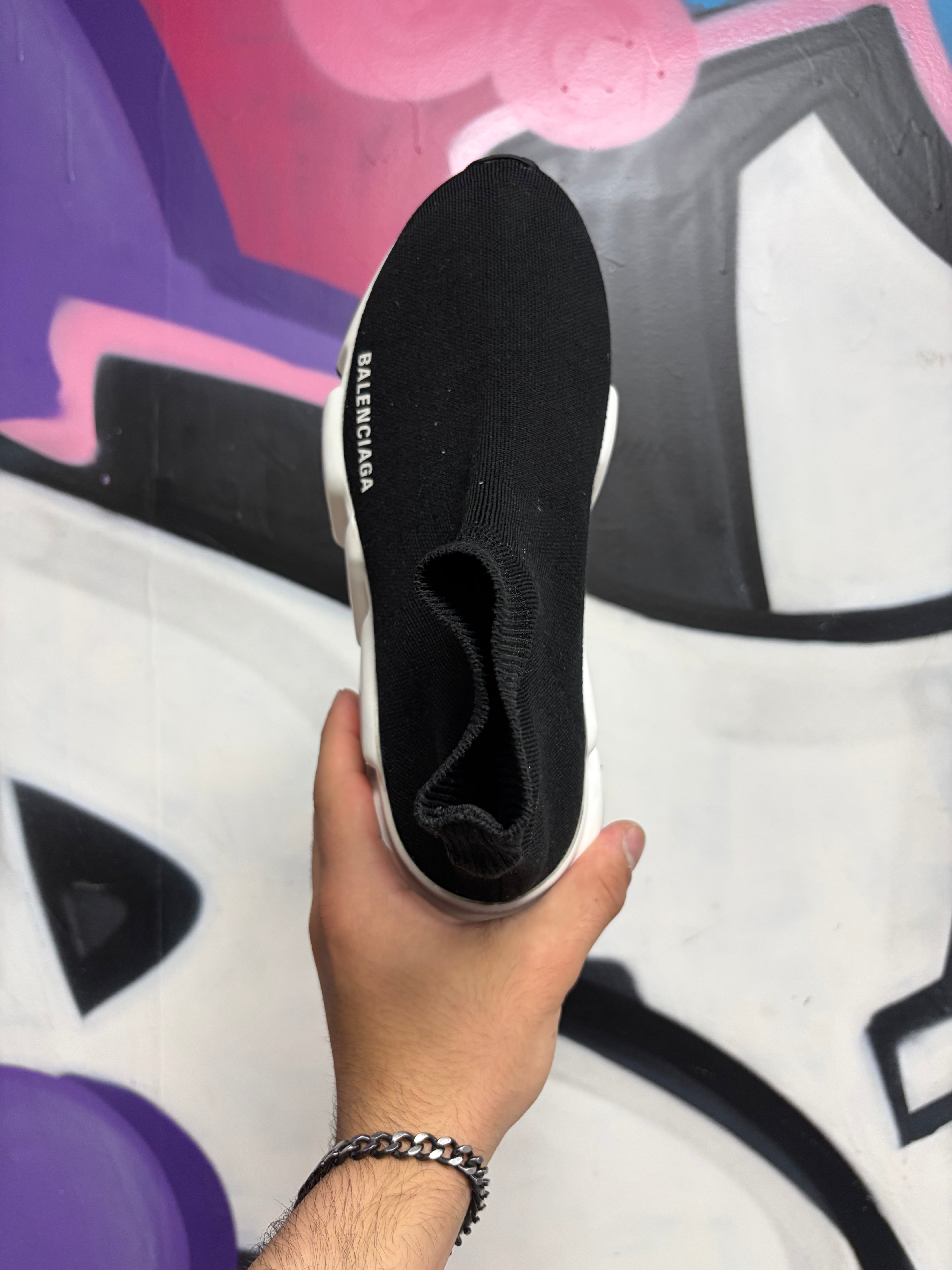 Balenciaga Black White Sock Runner Sneakers