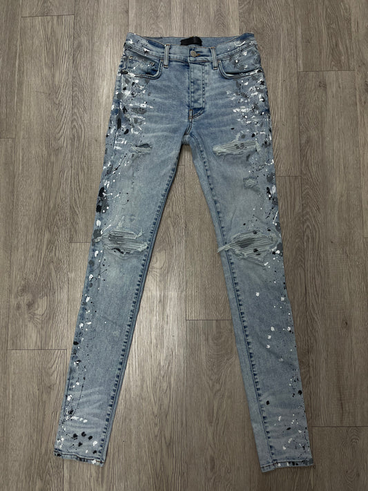 Amiri MX1 Light Wash Paint Splatter Jeans