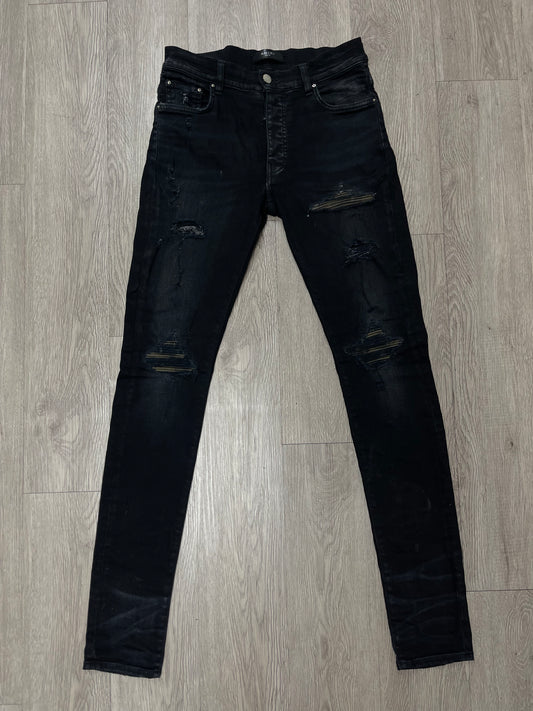 Amiri Mx1 Black Camo Patch Jeans