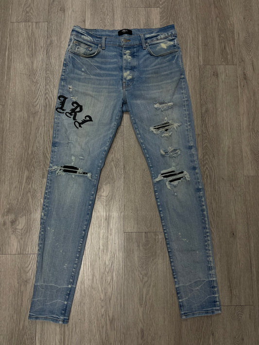 Amiri Light Wash Old English Jeans