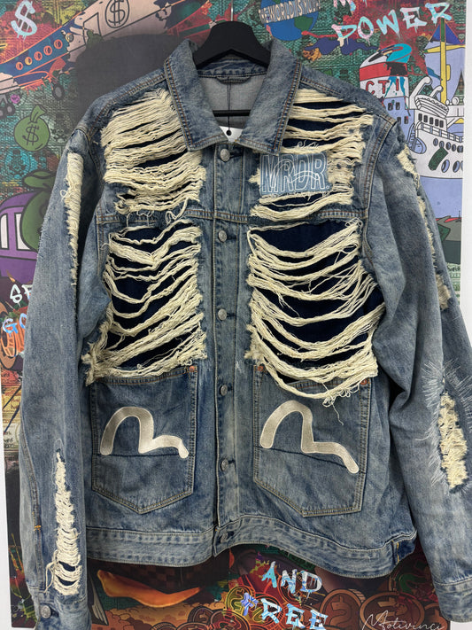 WDW Evisu Denim Distressed Jacket Used XXL N/A