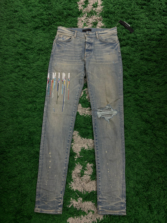 Amiri Jeans Light Wash Paint Drip 33 NEW