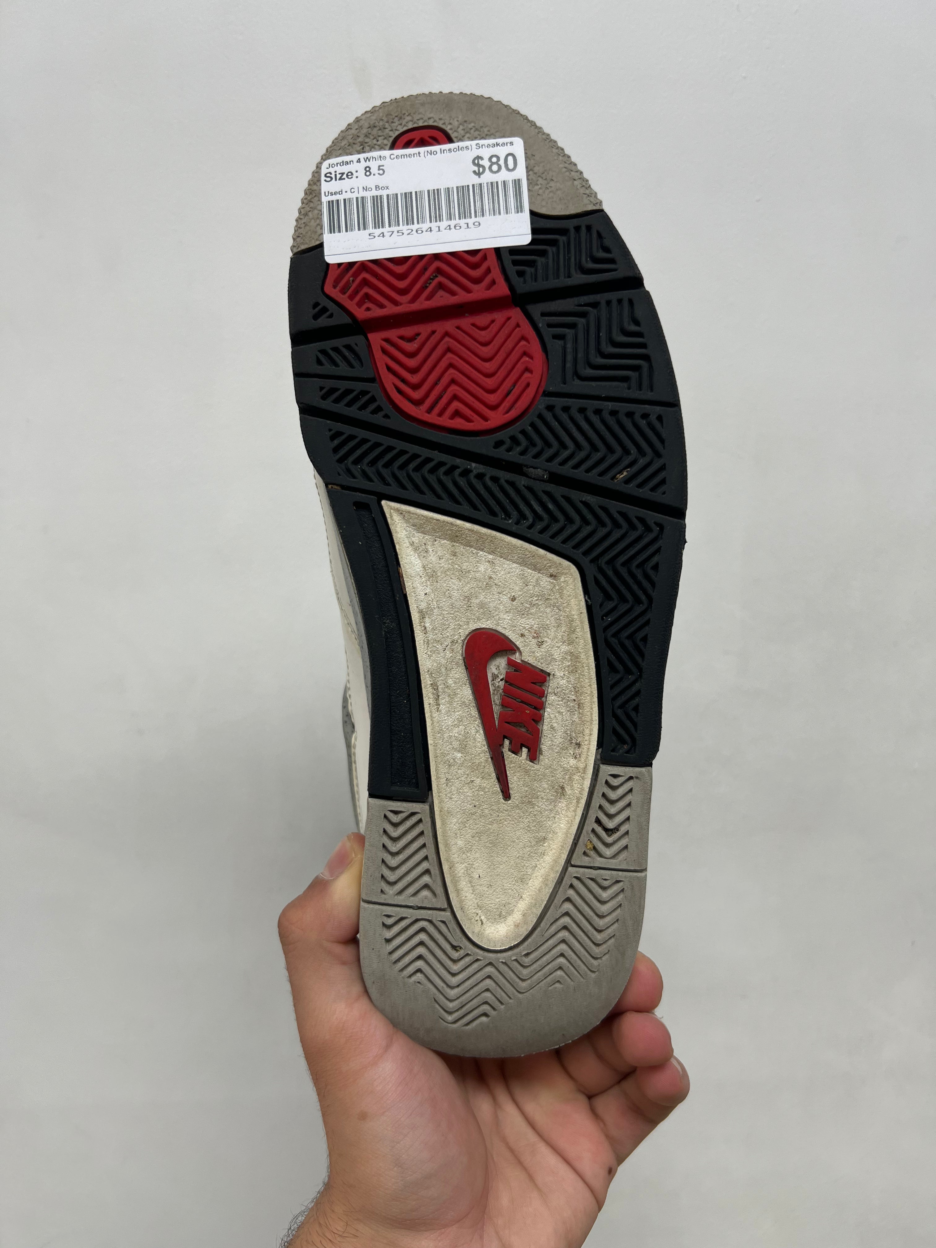 Jordan 4 White Cement (No Insoles) Sneakers