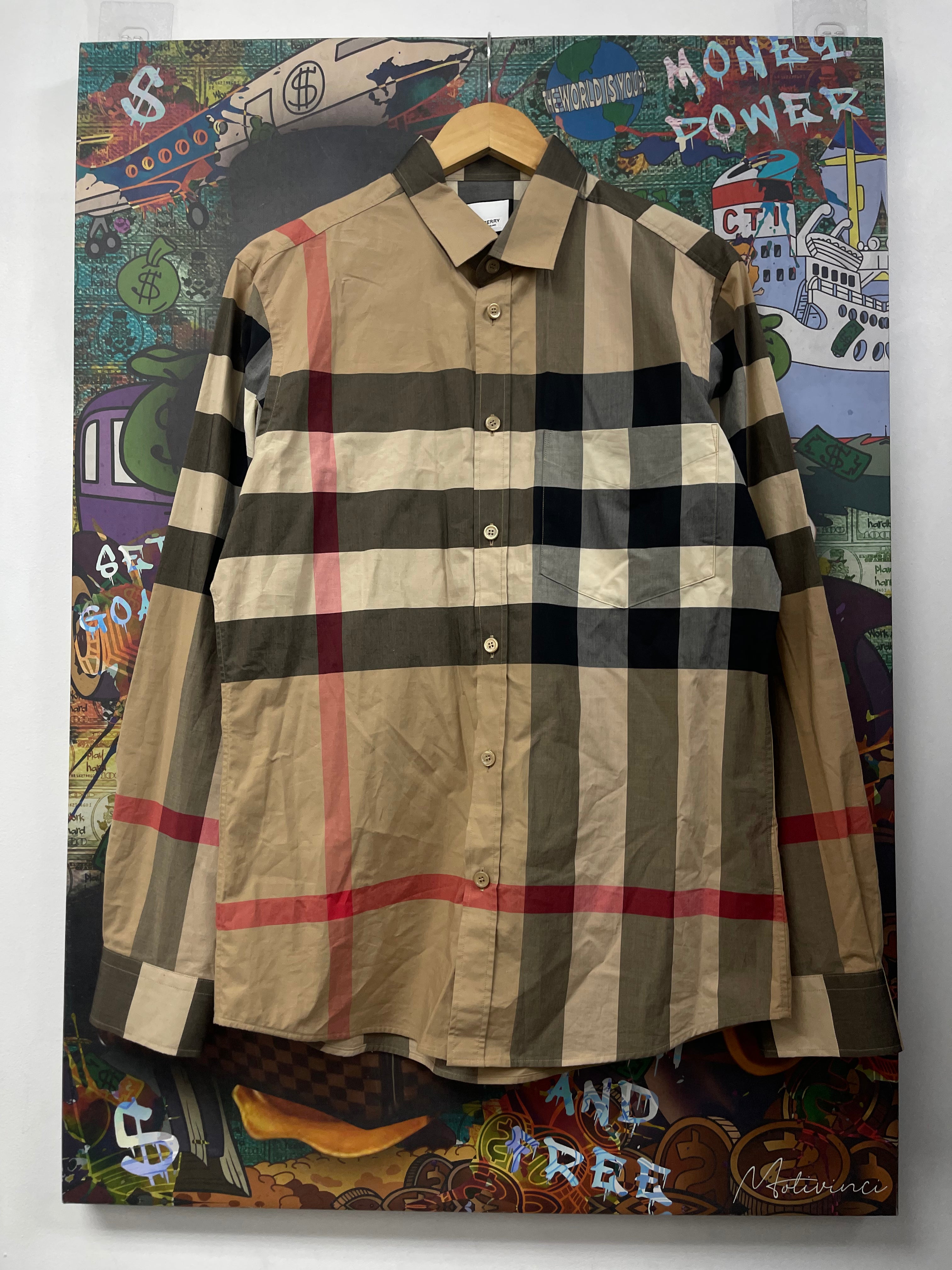 Burberry Plaid Monogram Button Up